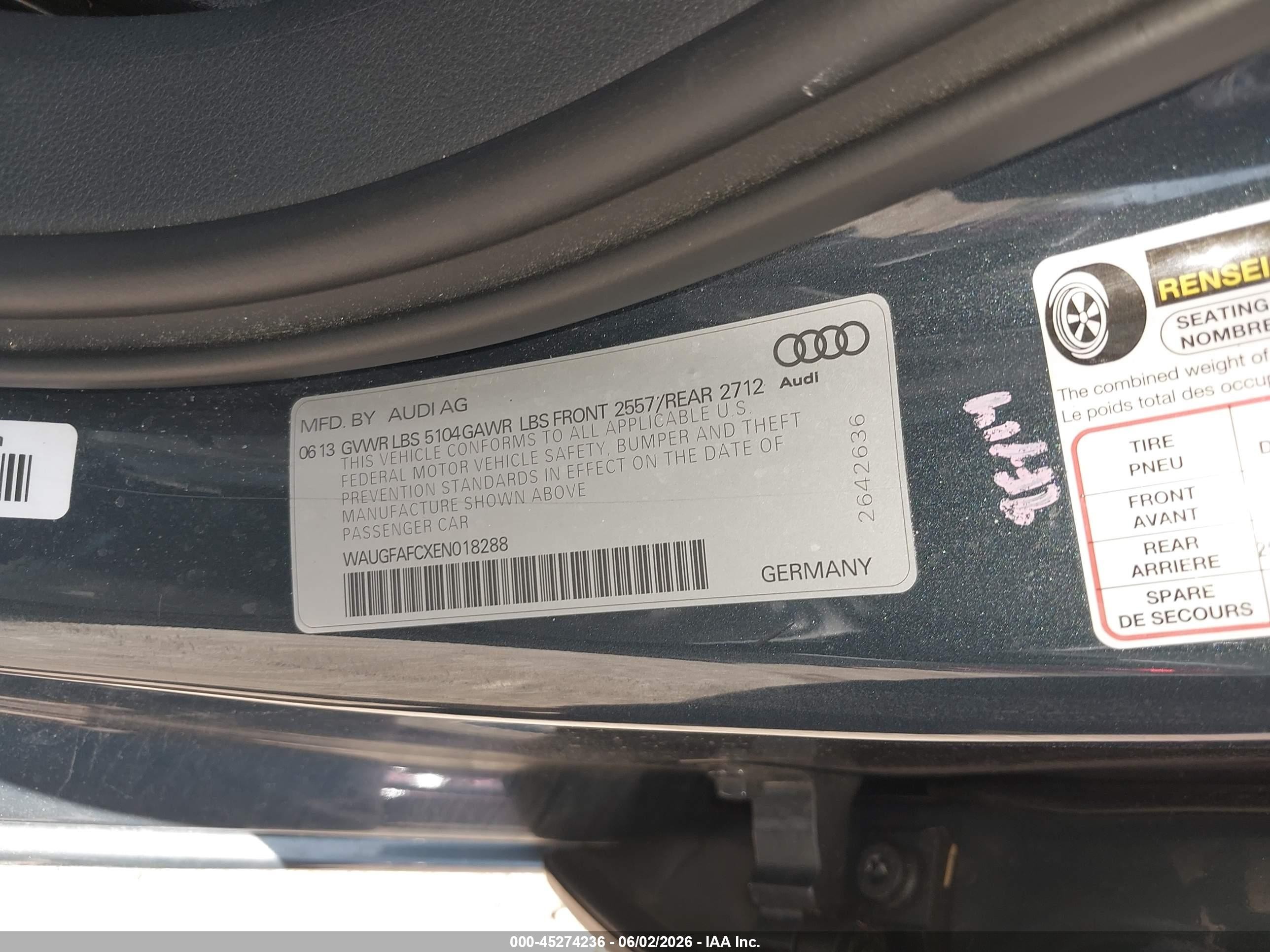 2014 Audi A6 2.0t Premium Gray vin: WAUGFAFCXEN018288