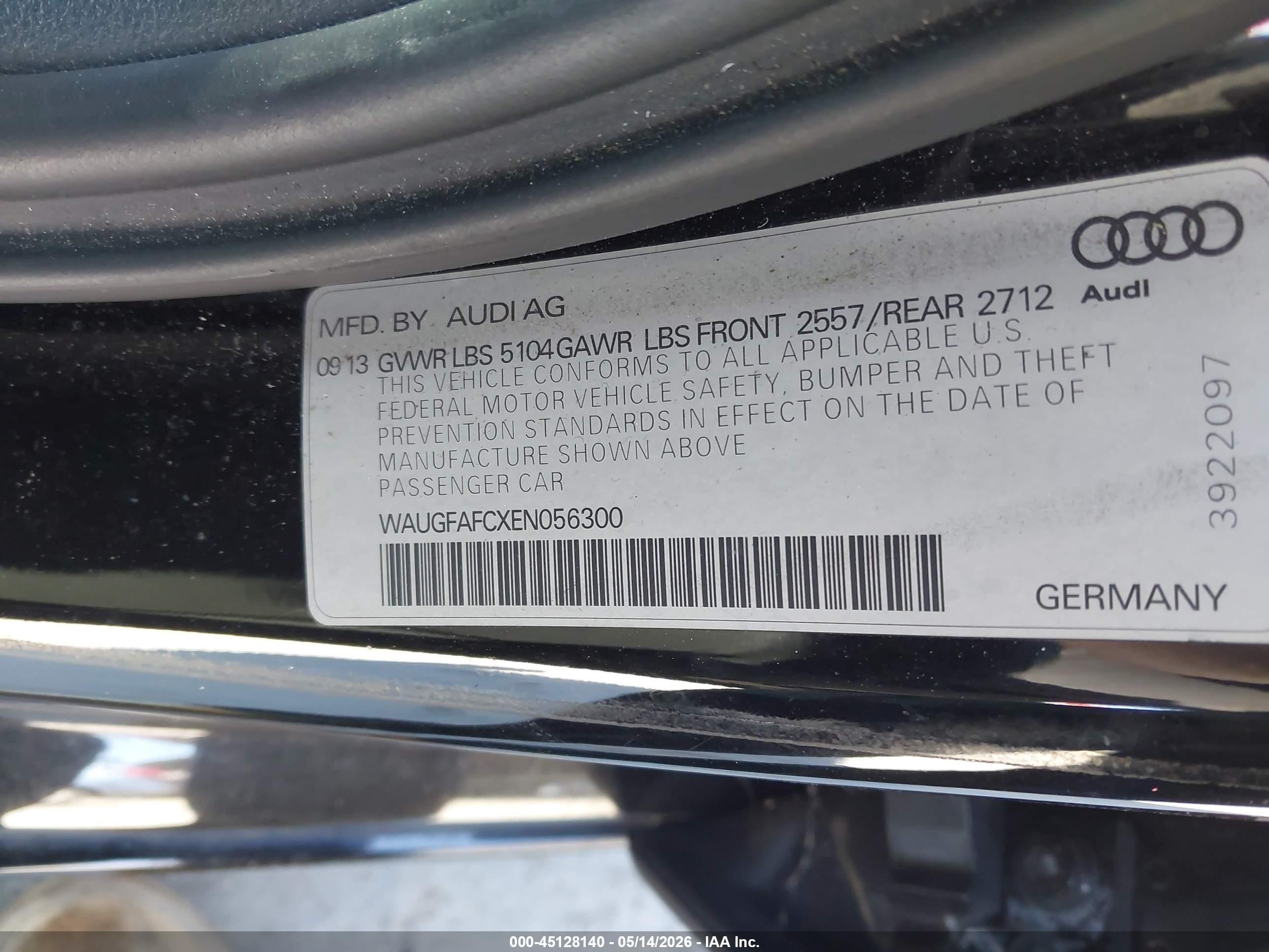 2014 Audi A6 2.0t Premium Black vin: WAUGFAFCXEN056300