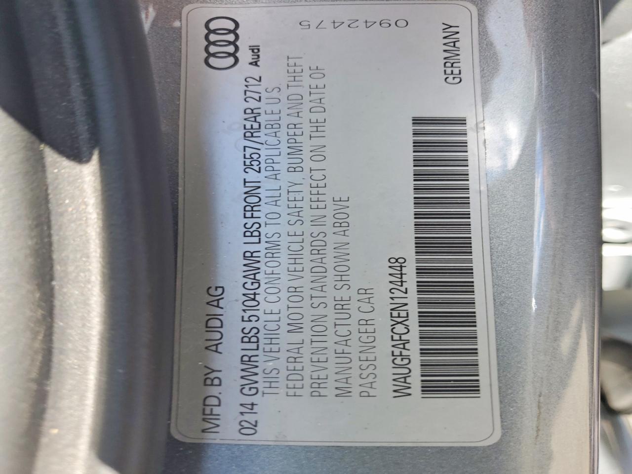 2014 Audi A6 Premium Plus Gray vin: WAUGFAFCXEN124448