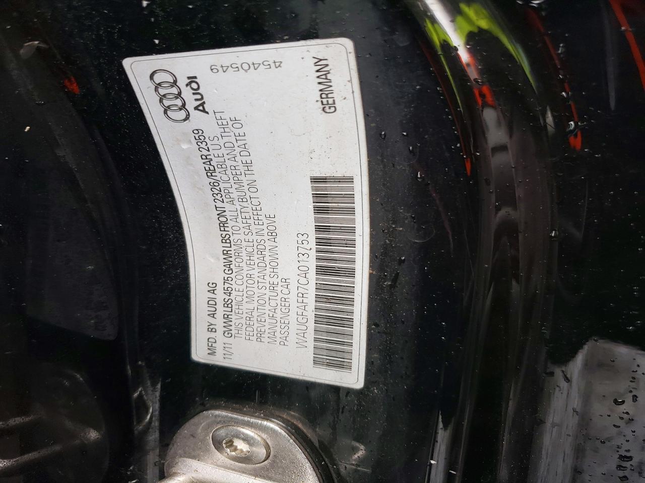 2012 Audi A5 Premium Black vin: WAUGFAFR7CA013753