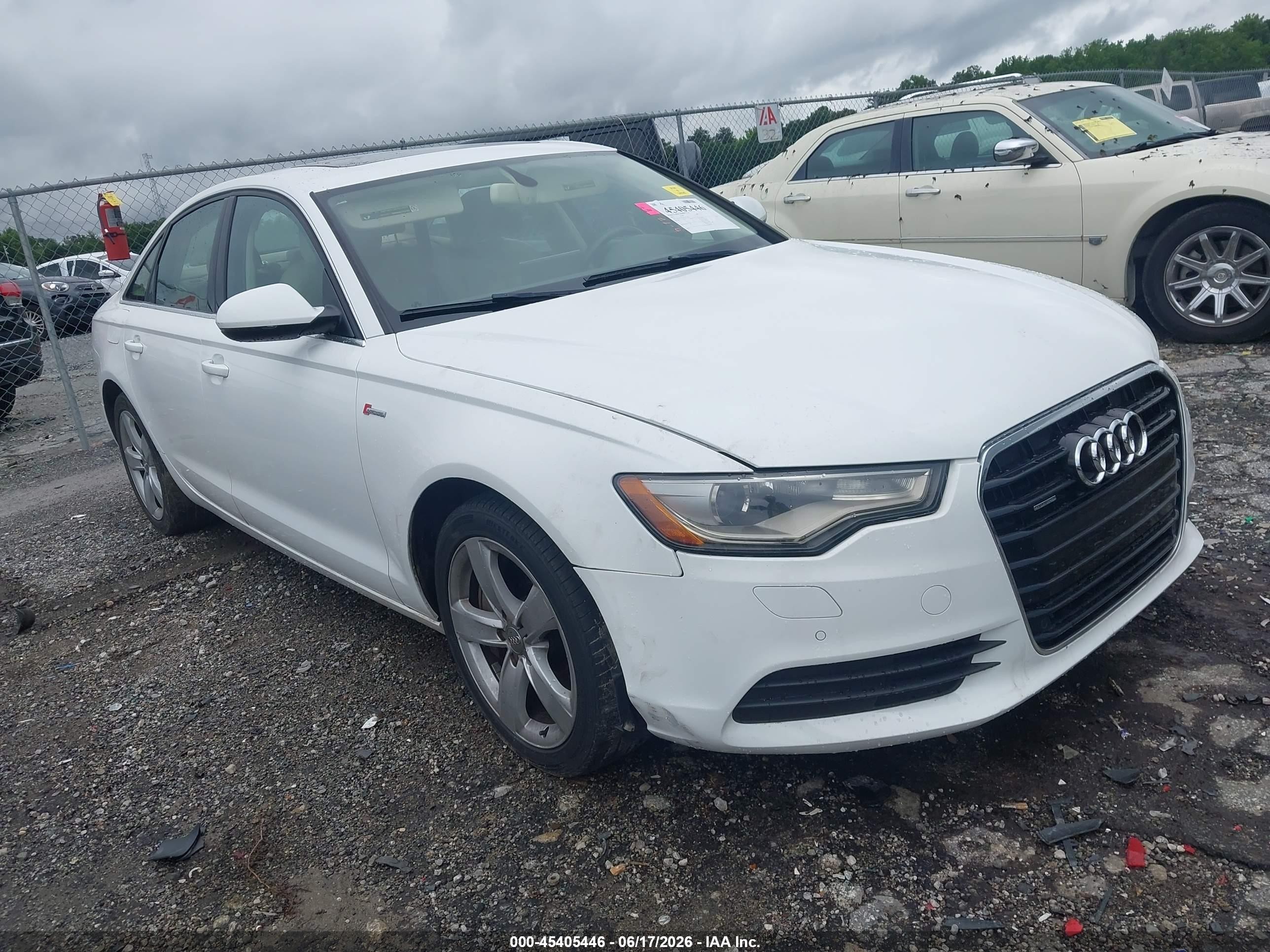 2012 Audi A6 3.0t Premium Plus White vin: WAUGGAFC0CN173247
