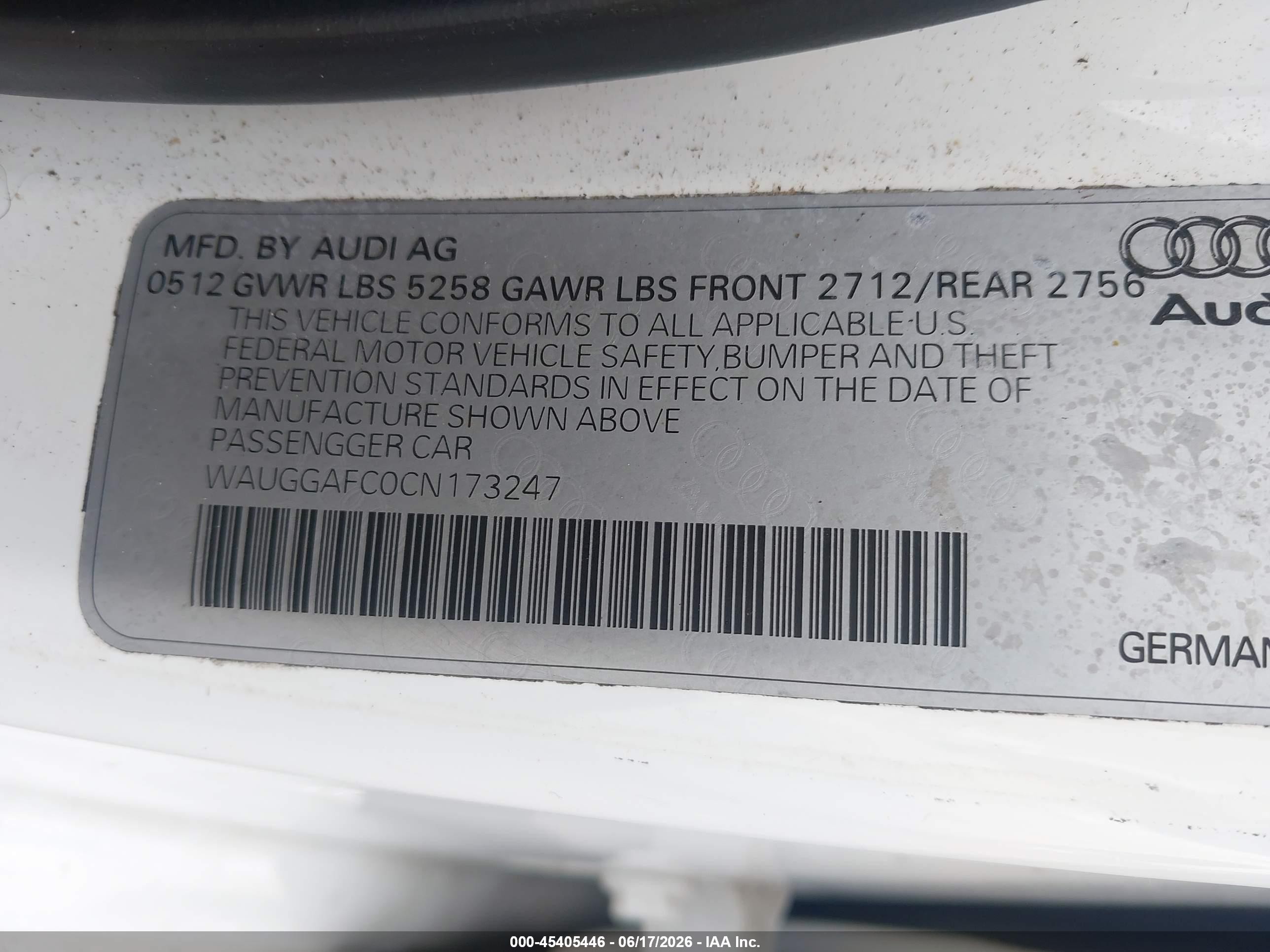 2012 Audi A6 3.0t Premium Plus White vin: WAUGGAFC0CN173247