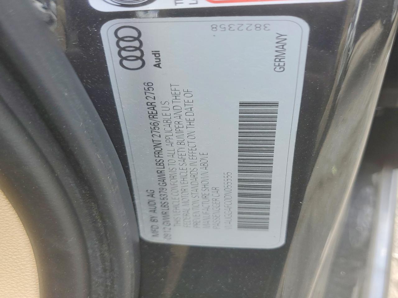 2013 Audi A6 Premium Plus Charcoal vin: WAUGGAFC0DN055555
