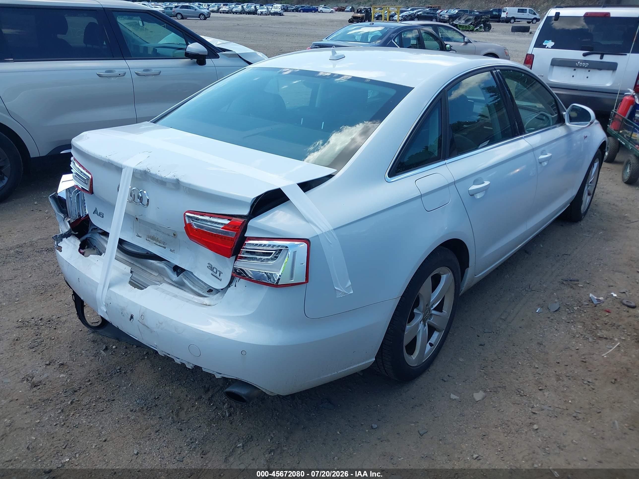 2012 Audi A6 3.0t Premium Plus White vin: WAUGGAFC4CN045013
