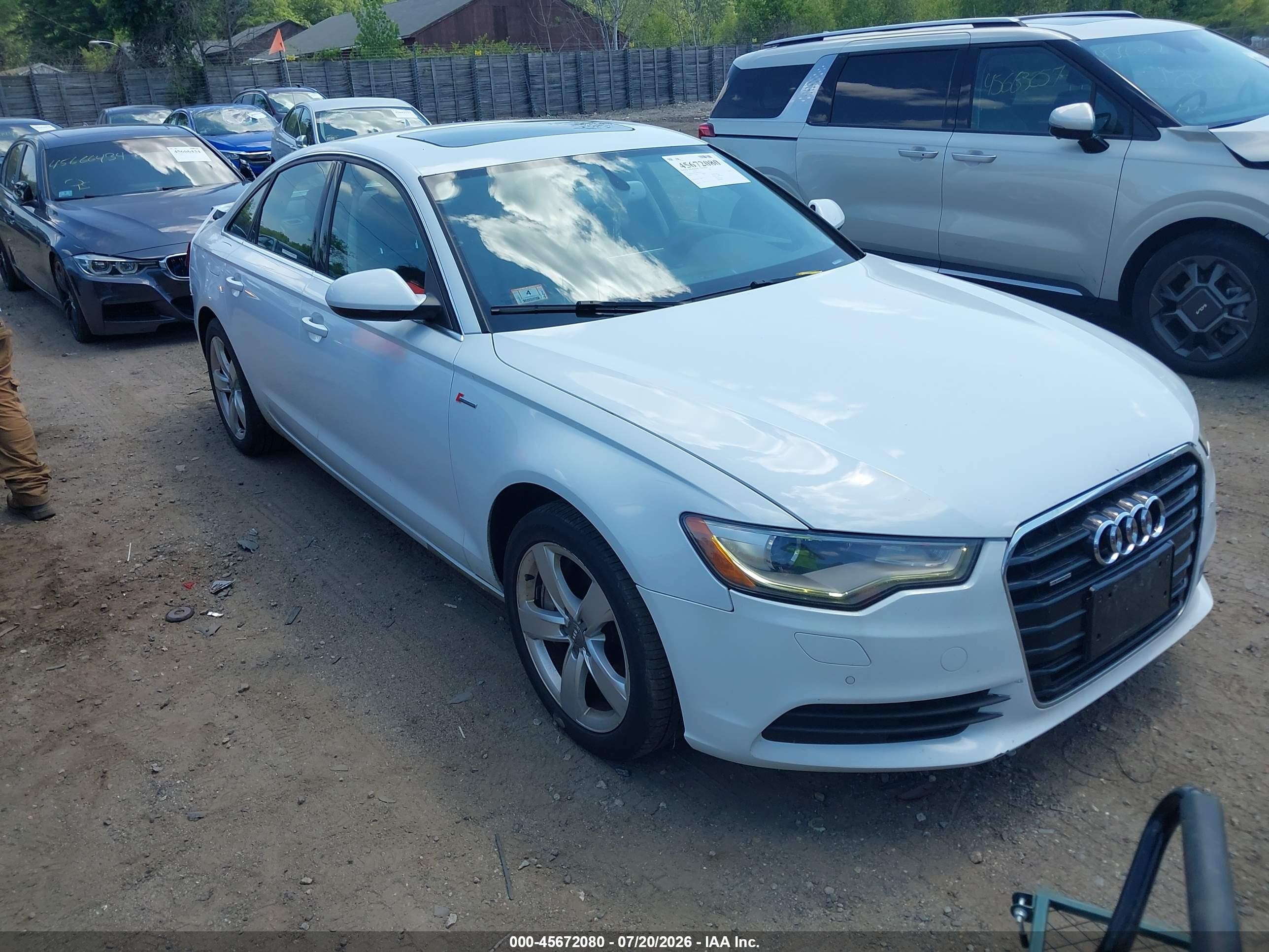 2012 Audi A6 3.0t Premium Plus White vin: WAUGGAFC4CN045013