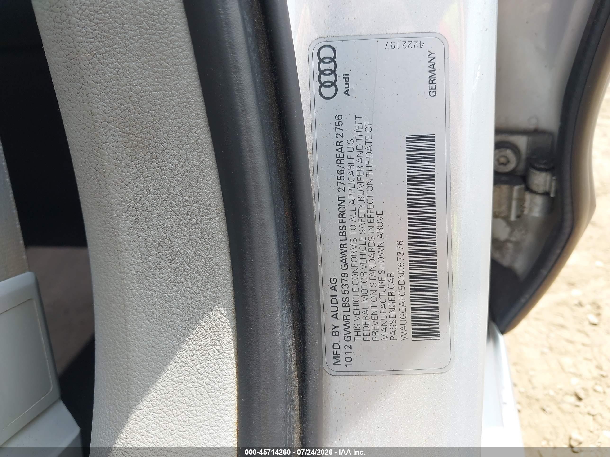 2013 Audi A6 3.0t Premium Silver vin: WAUGGAFC5DN067376