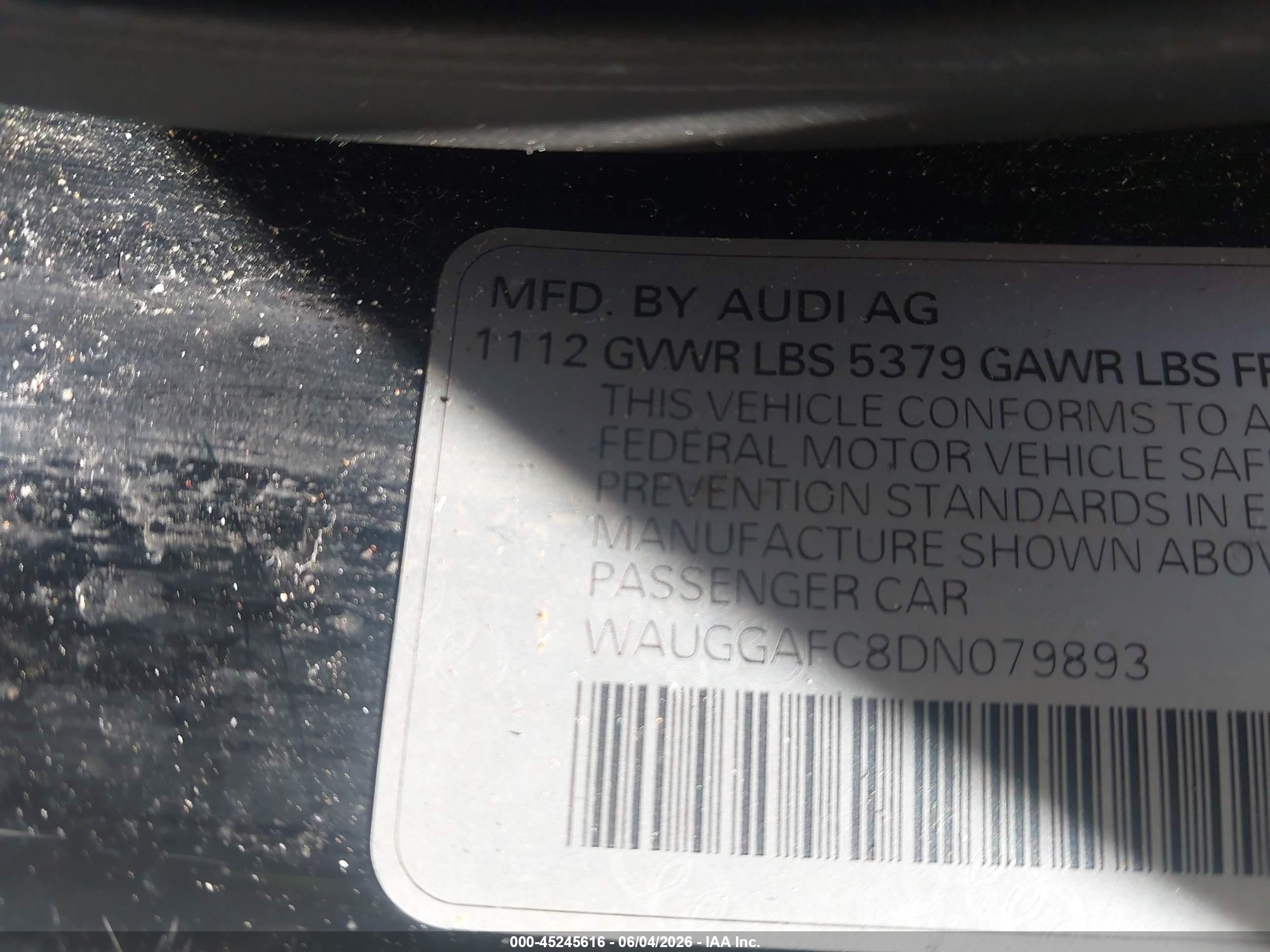 2013 Audi A6 3.0t Premium Black vin: WAUGGAFC8DN079893