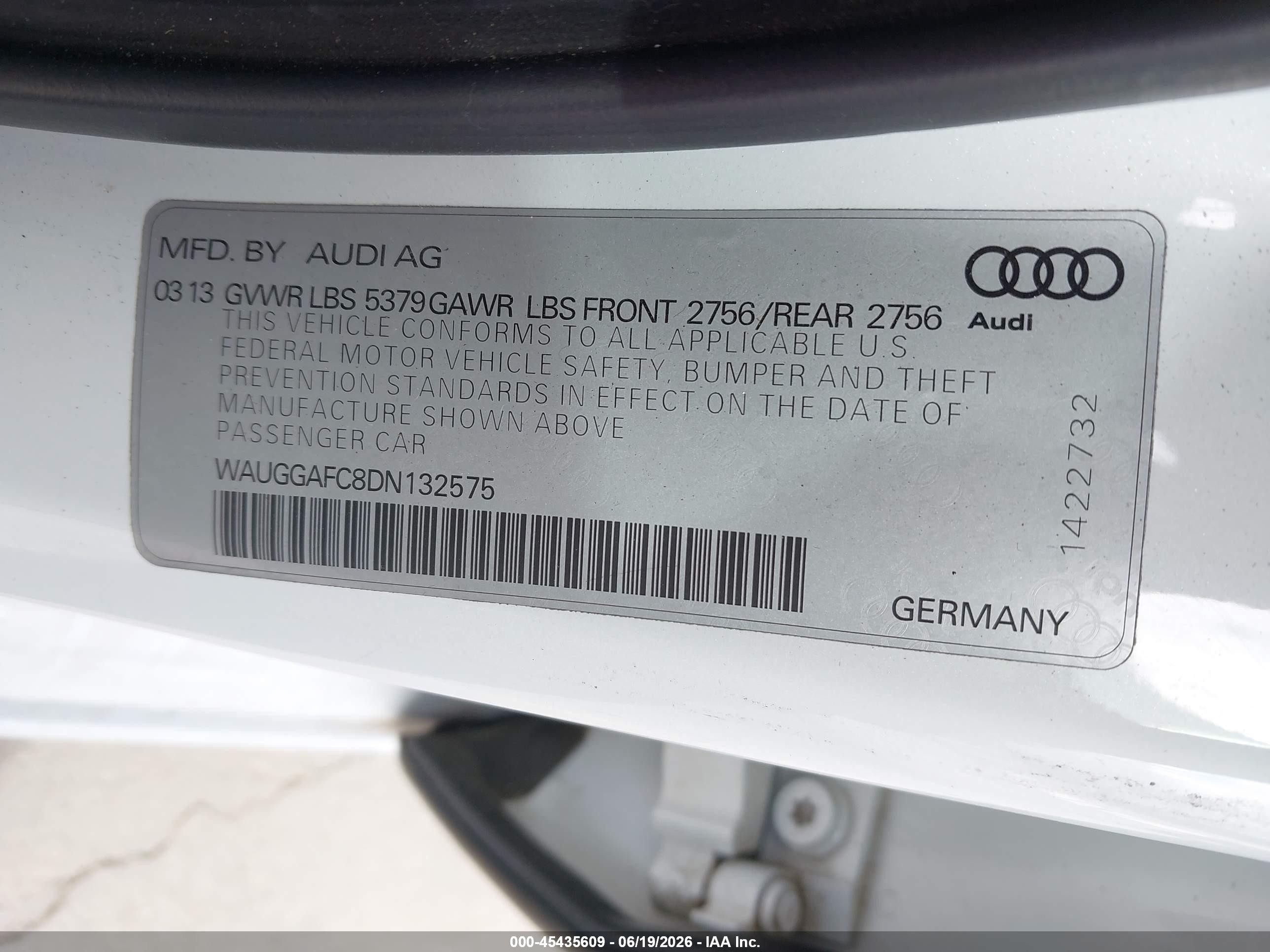 2013 Audi A6 3.0t Premium Cream vin: WAUGGAFC8DN132575