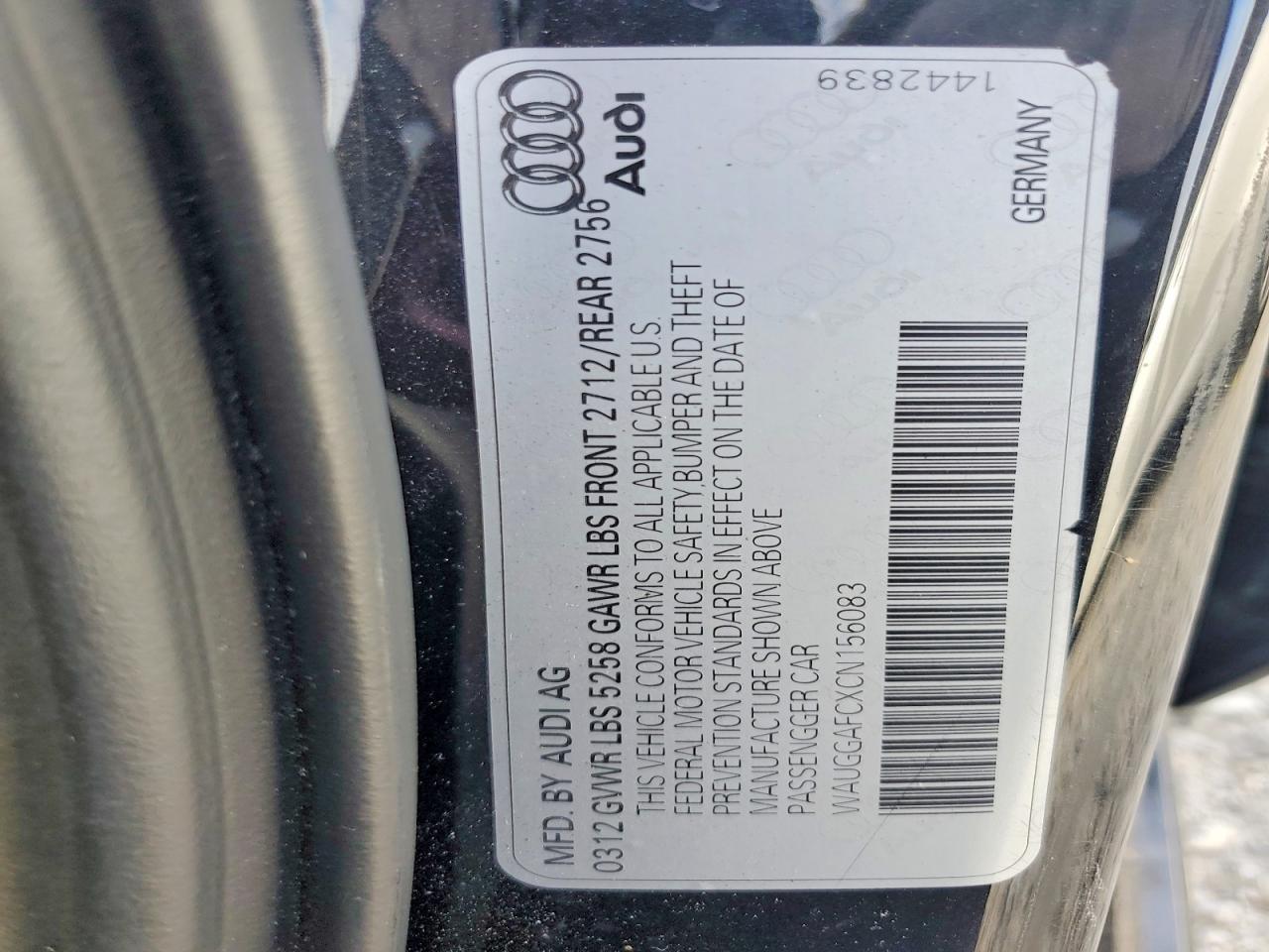 2012 Audi A6 Premium Plus Black vin: WAUGGAFCXCN156083
