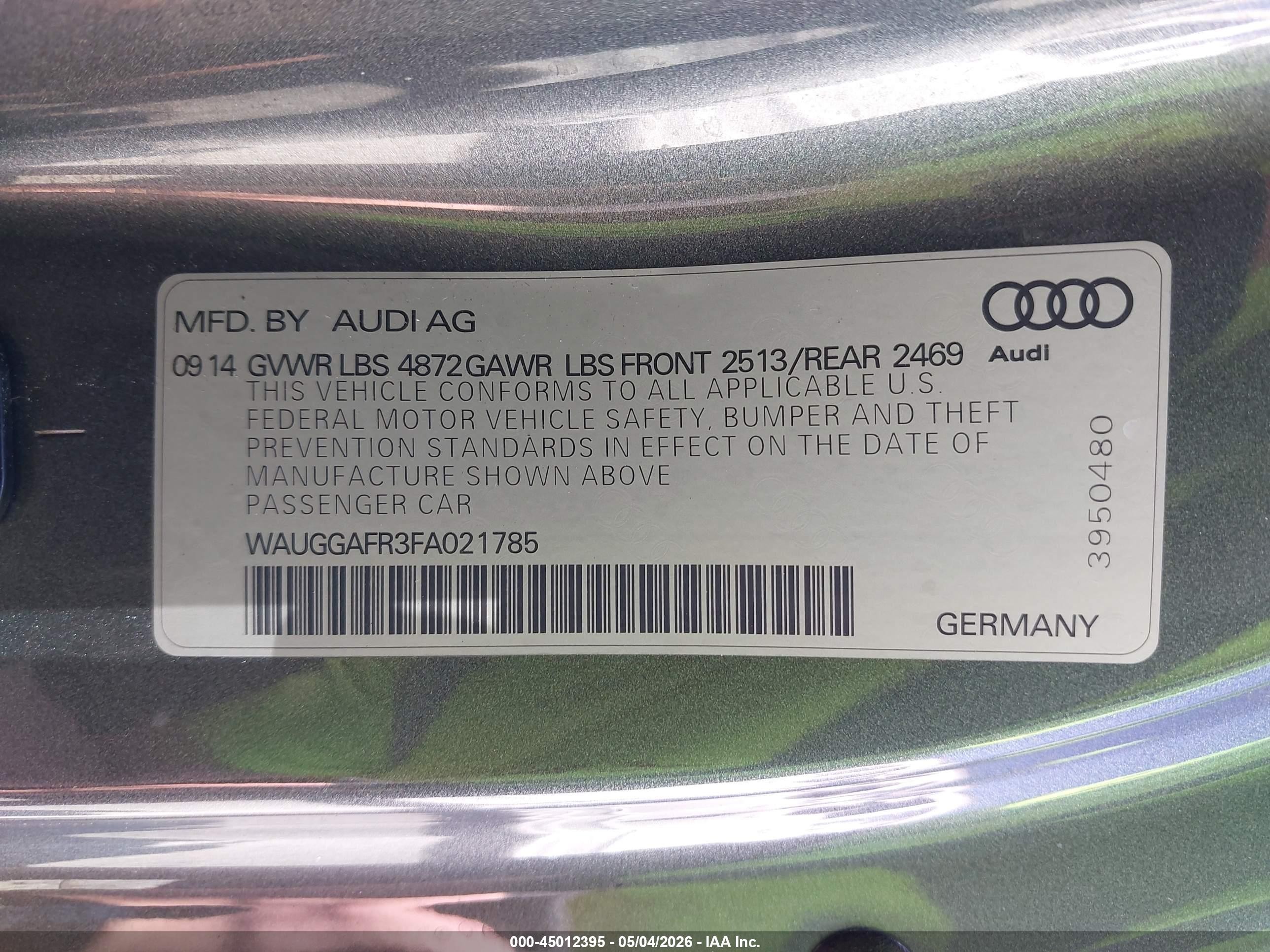 2015 Audi S5 3.0t Premium Plus Gray vin: WAUGGAFR3FA021785