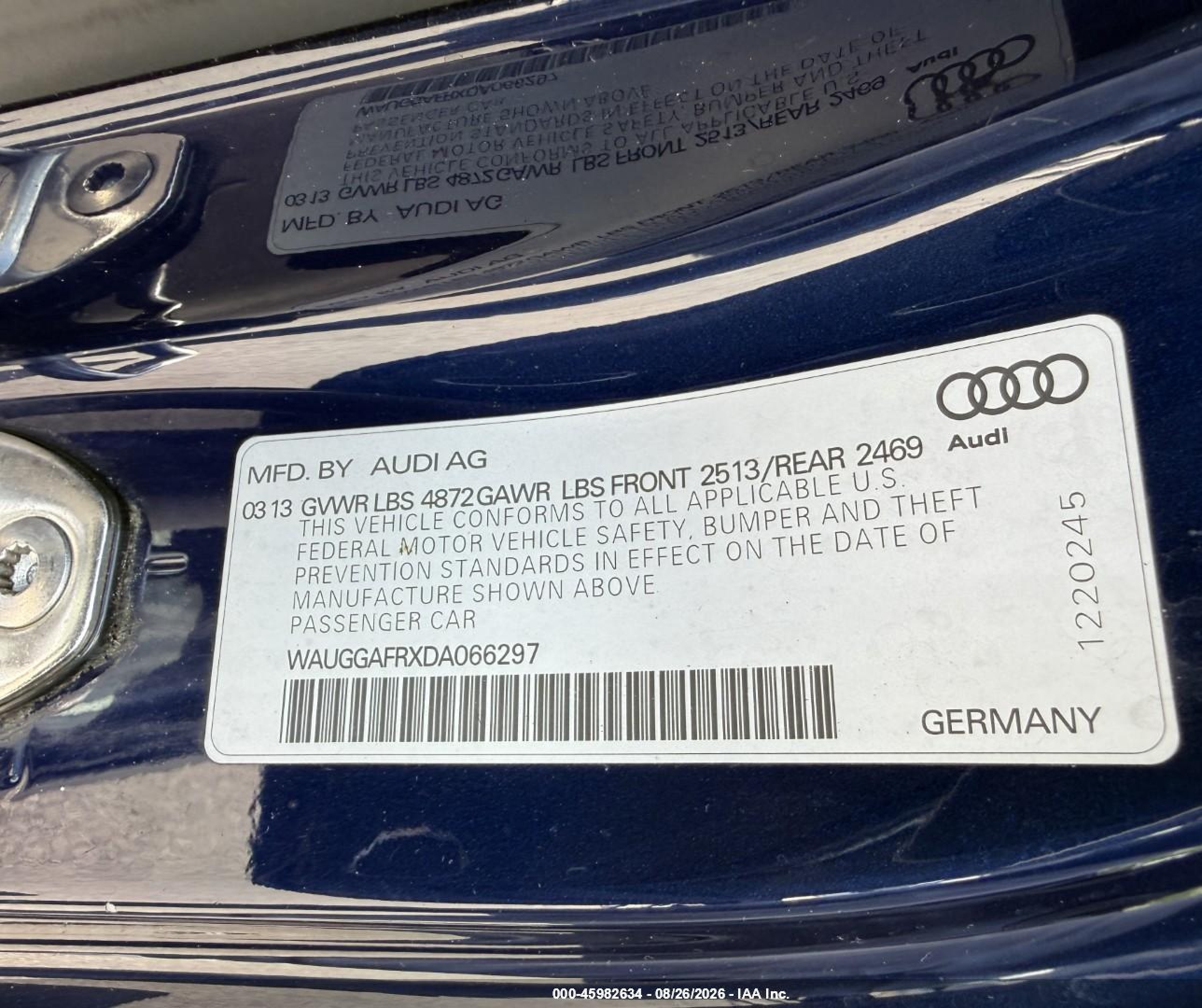 2013 Audi S5 3.0t Premium Plus Синий vin: WAUGGAFRXDA066297