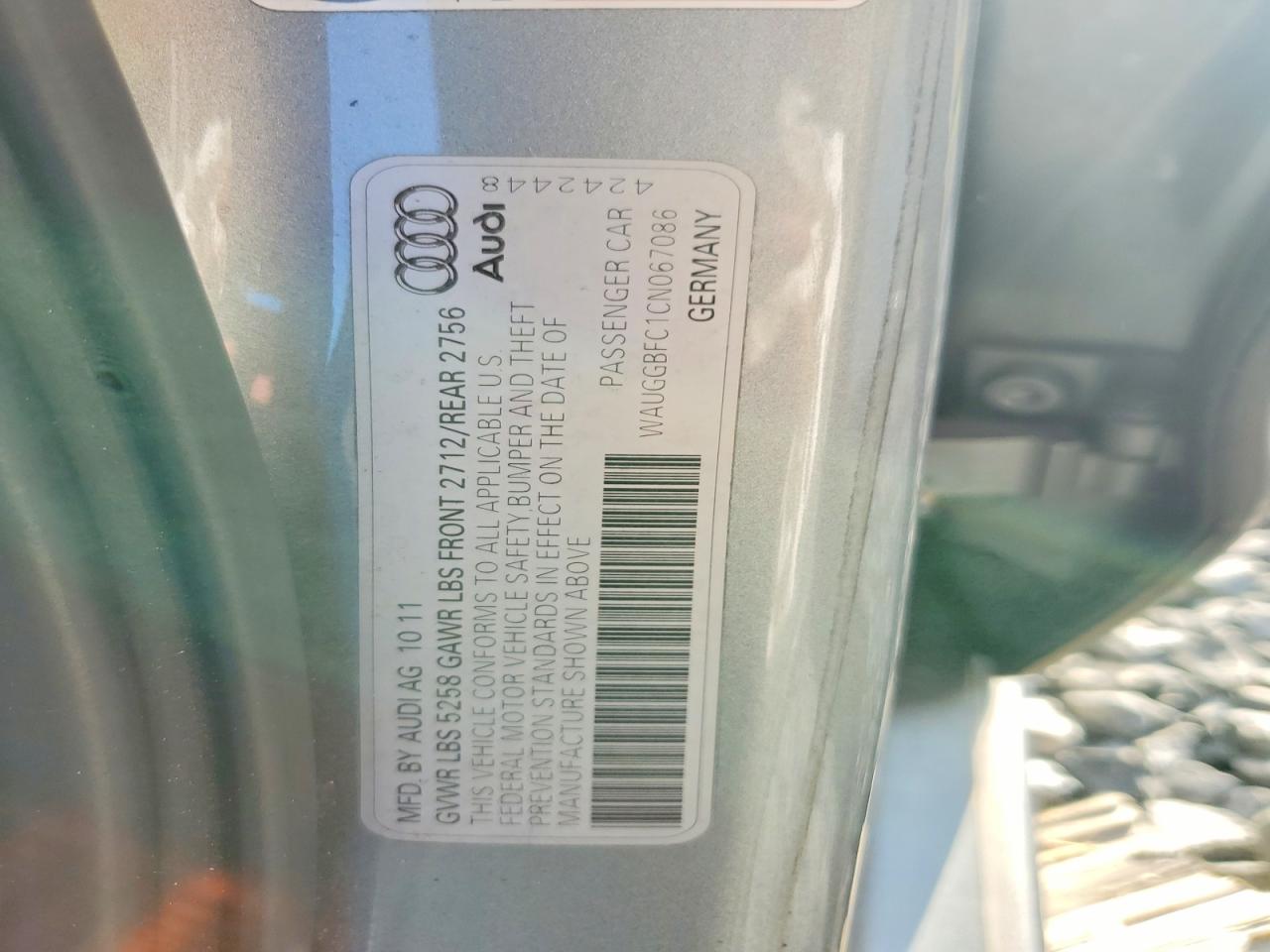 2012 Audi A6 Premium Plus Burn vin: WAUGGBFC1CN067086