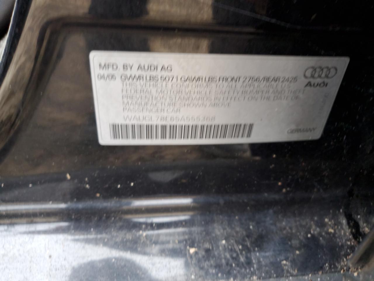 2005 Audi New S4 Quattro Black vin: WAUGL78E65A555368