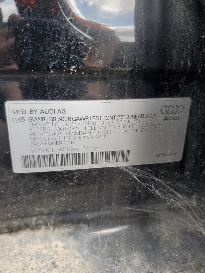 2006 Audi S4 Quattro Black vin: WAUGL78E66A144957