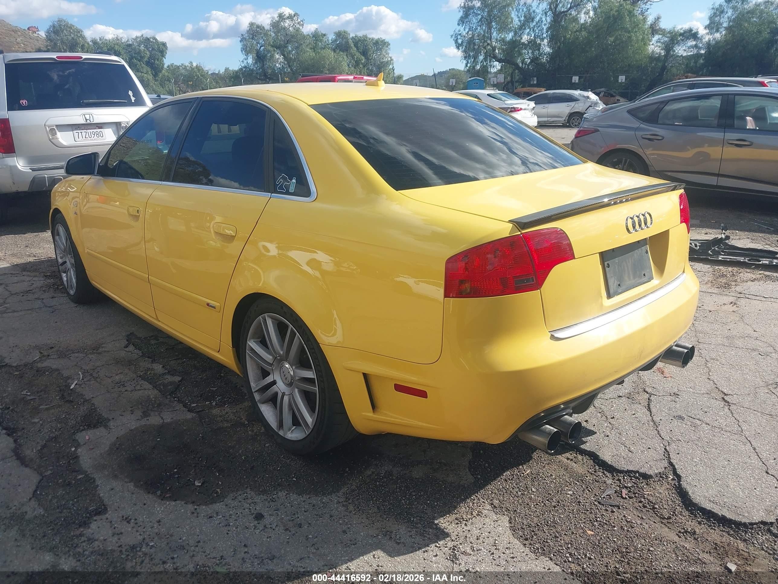 2007 Audi S4 4.2 Yellow vin: WAUGL78EX7A235828