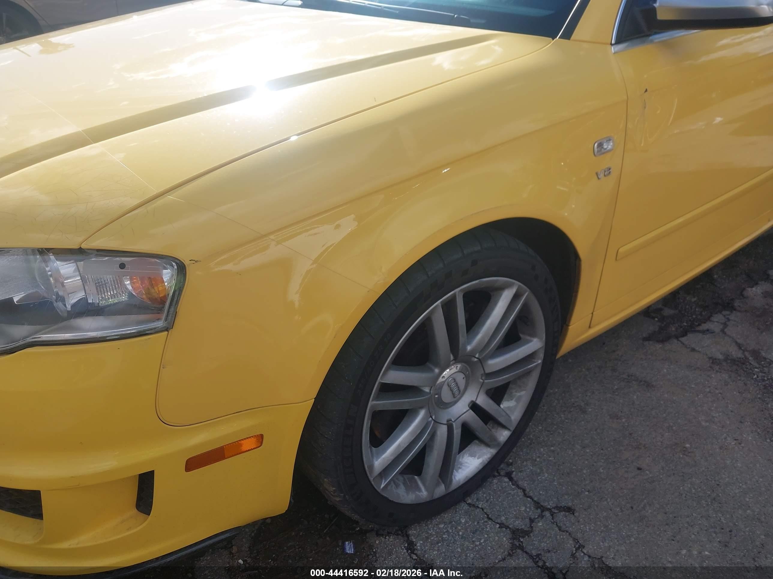 2007 Audi S4 4.2 Yellow vin: WAUGL78EX7A235828