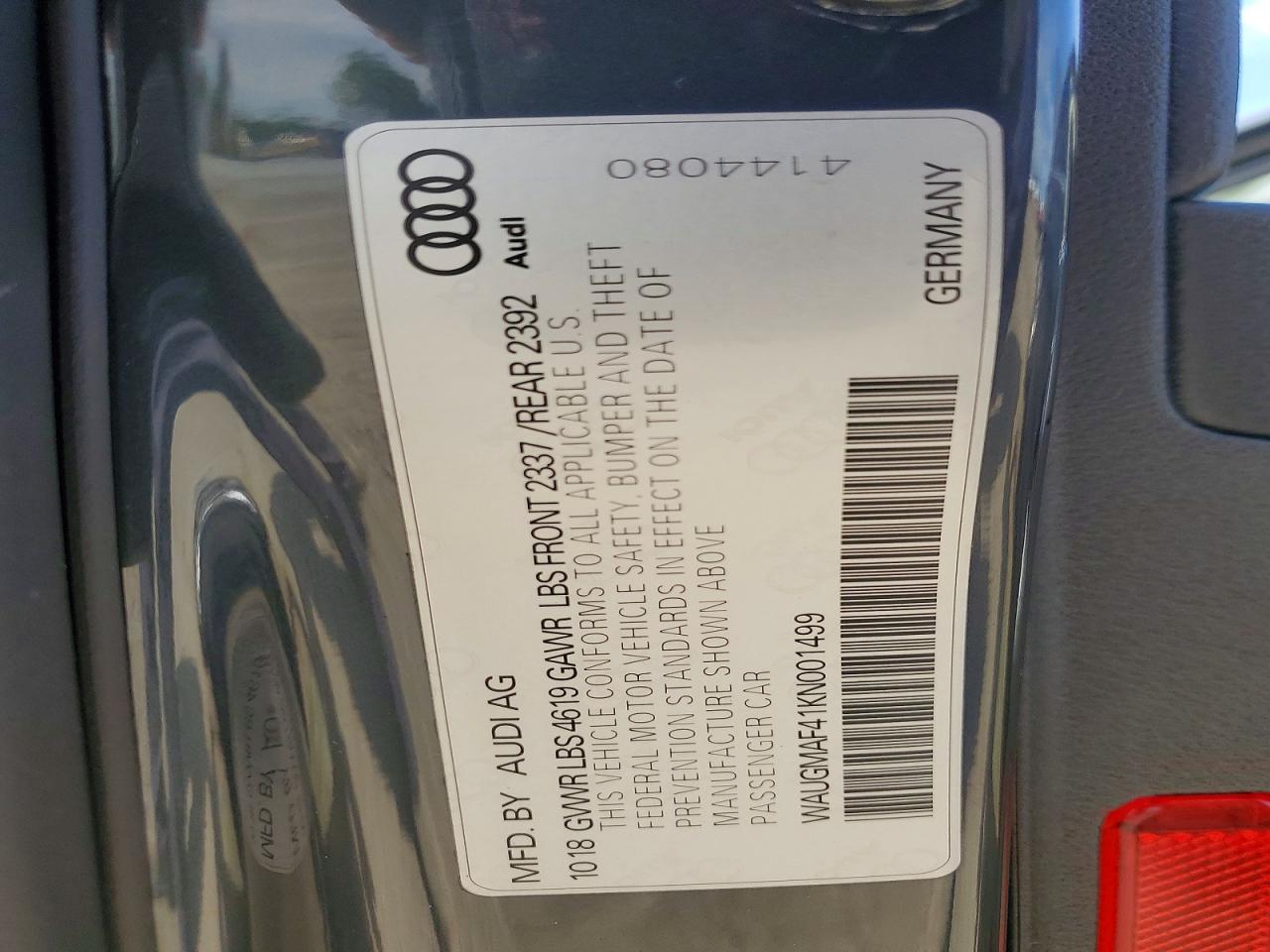 2019 Audi A4 Premium Gray vin: WAUGMAF41KN001499