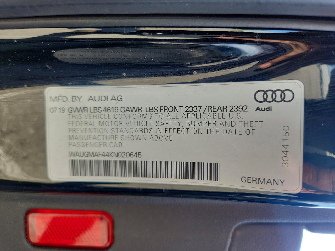 2019 Audi A4 Premium Black vin: WAUGMAF44KN020645