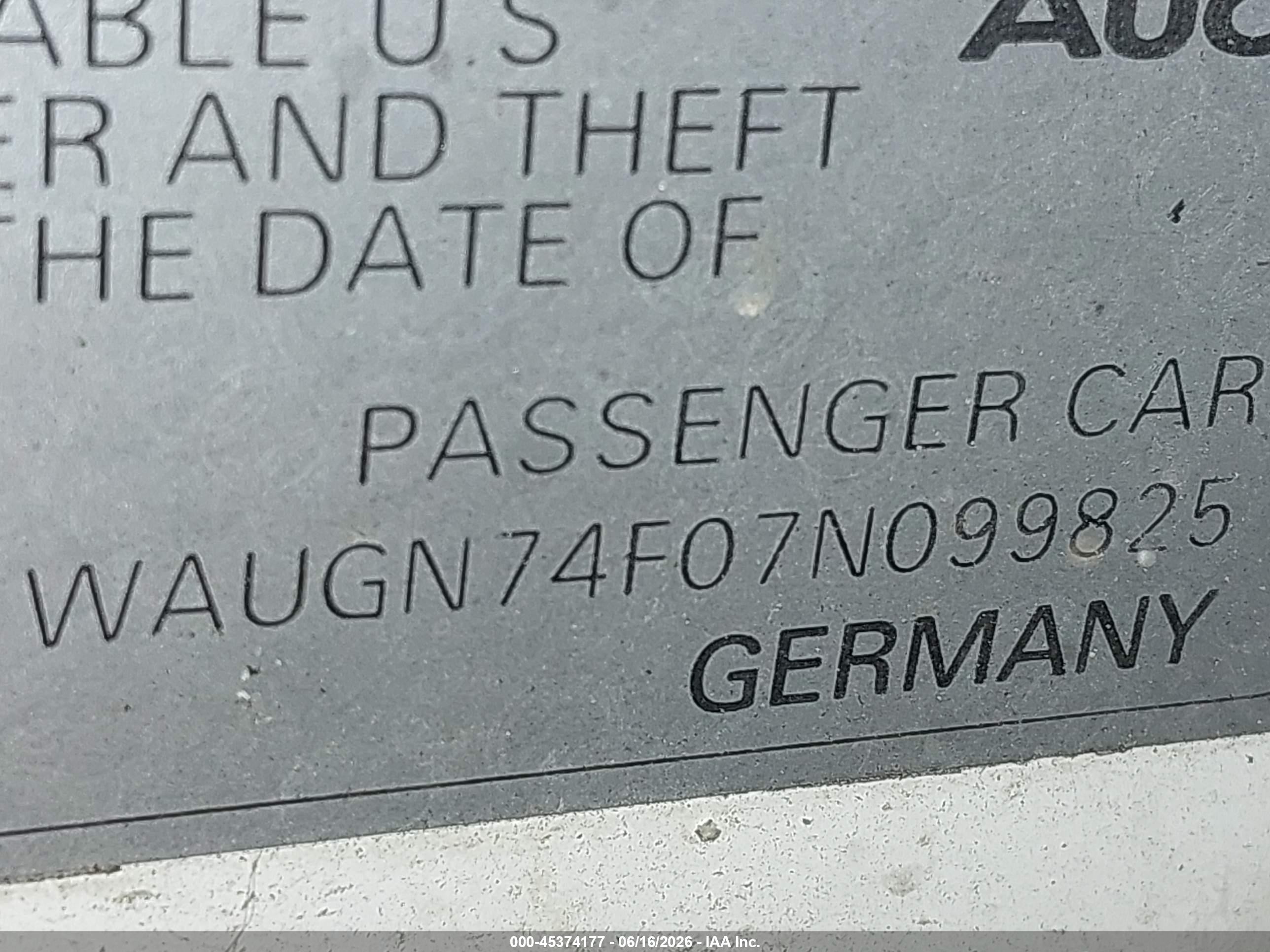 2007 Audi S6 5.2 White vin: WAUGN74F07N099825