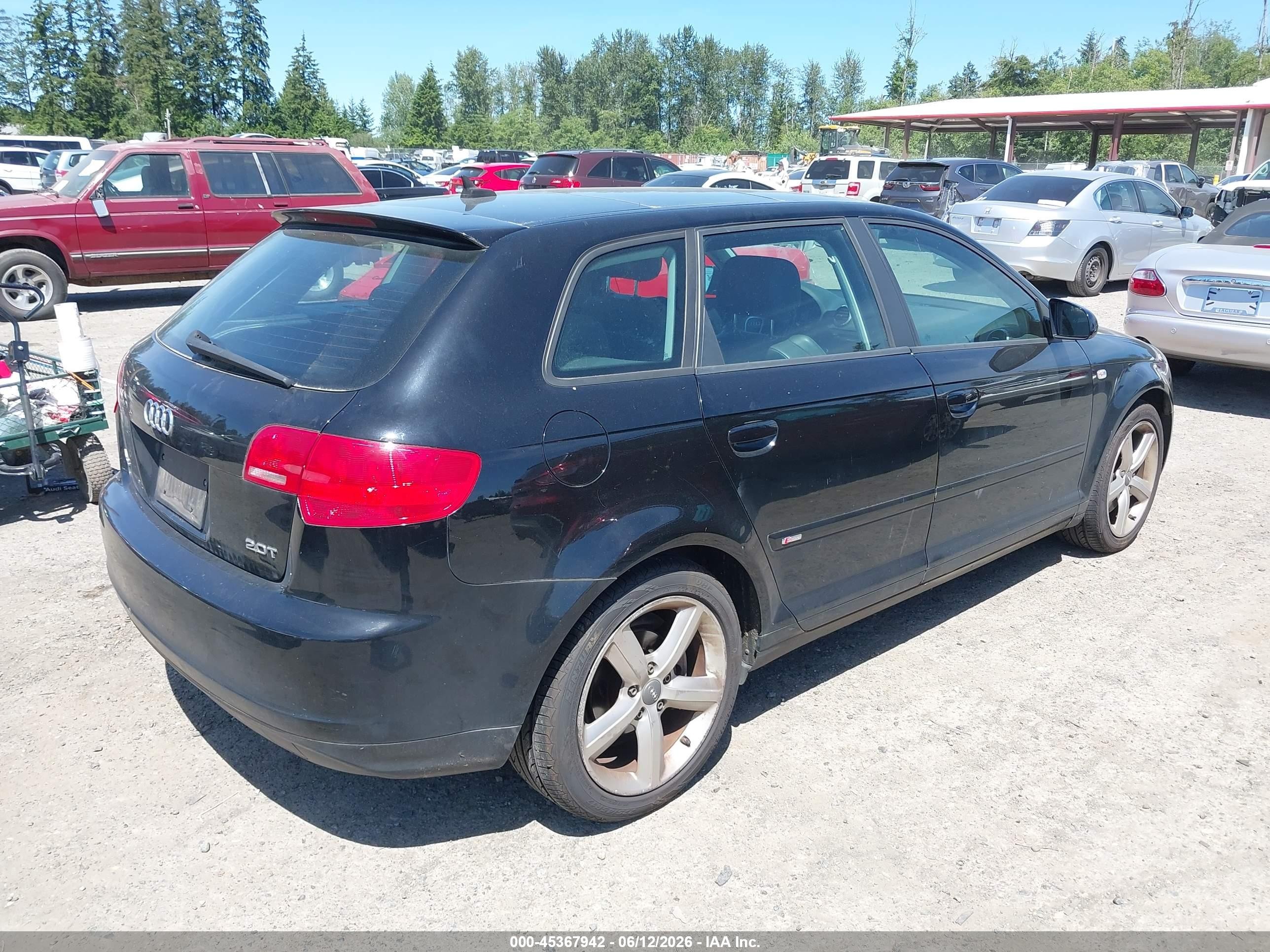 2008 Audi A3 2.0t Black vin: WAUHE78P28A171821