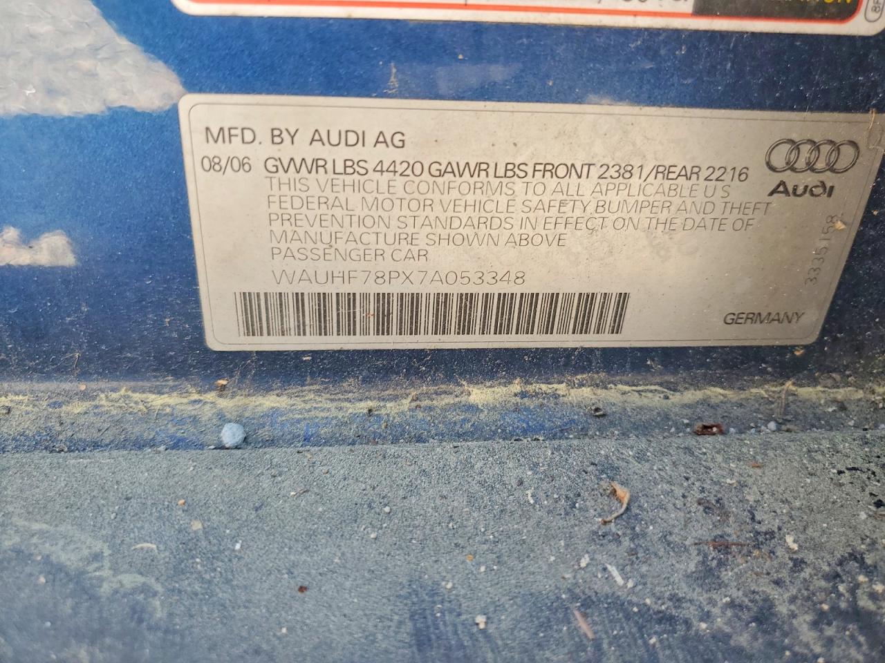 2007 Audi A3 2 Blue vin: WAUHF78PX7A053348