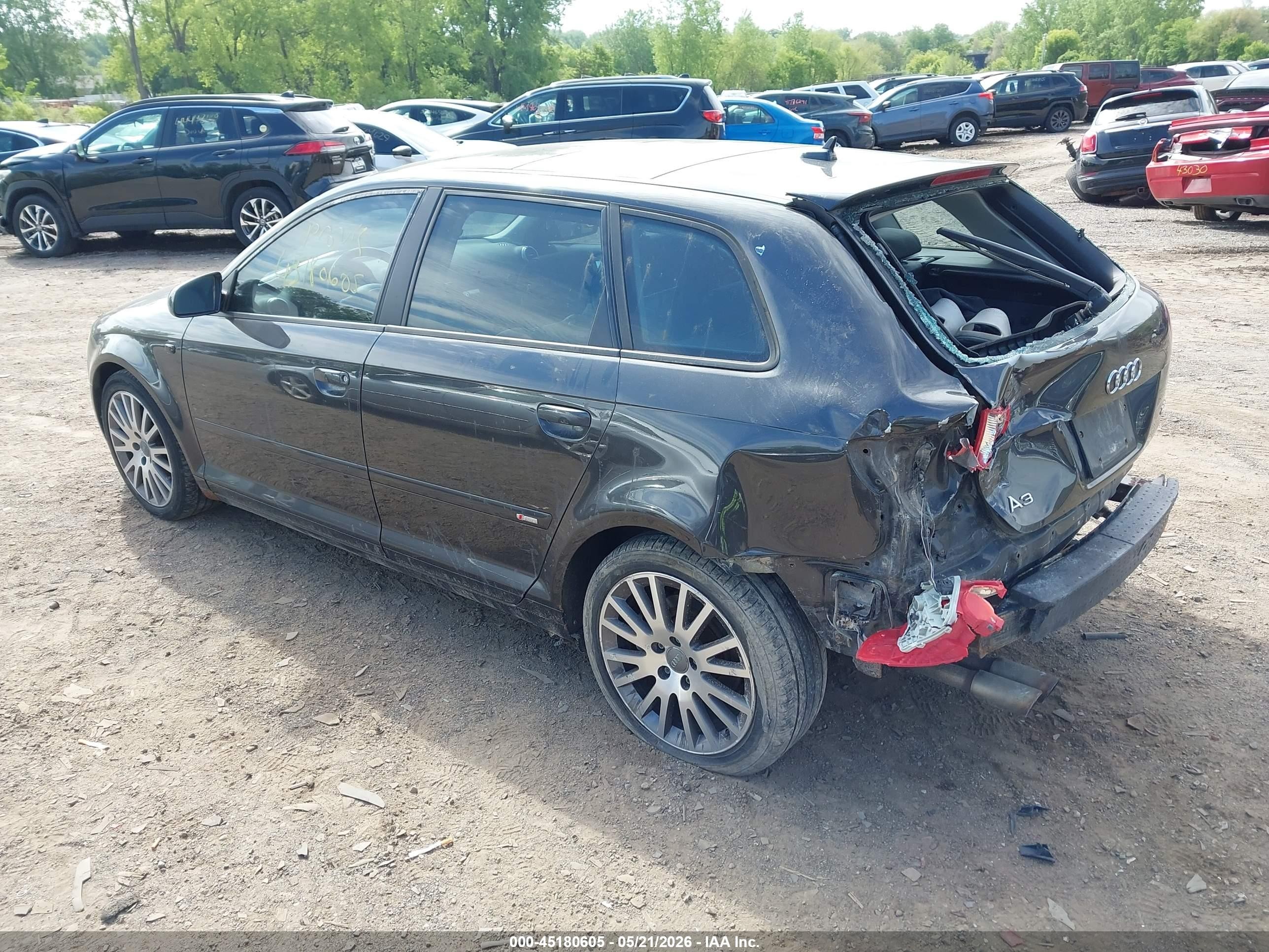 2007 Audi A3 2.0t Black vin: WAUHF98PX7A214731