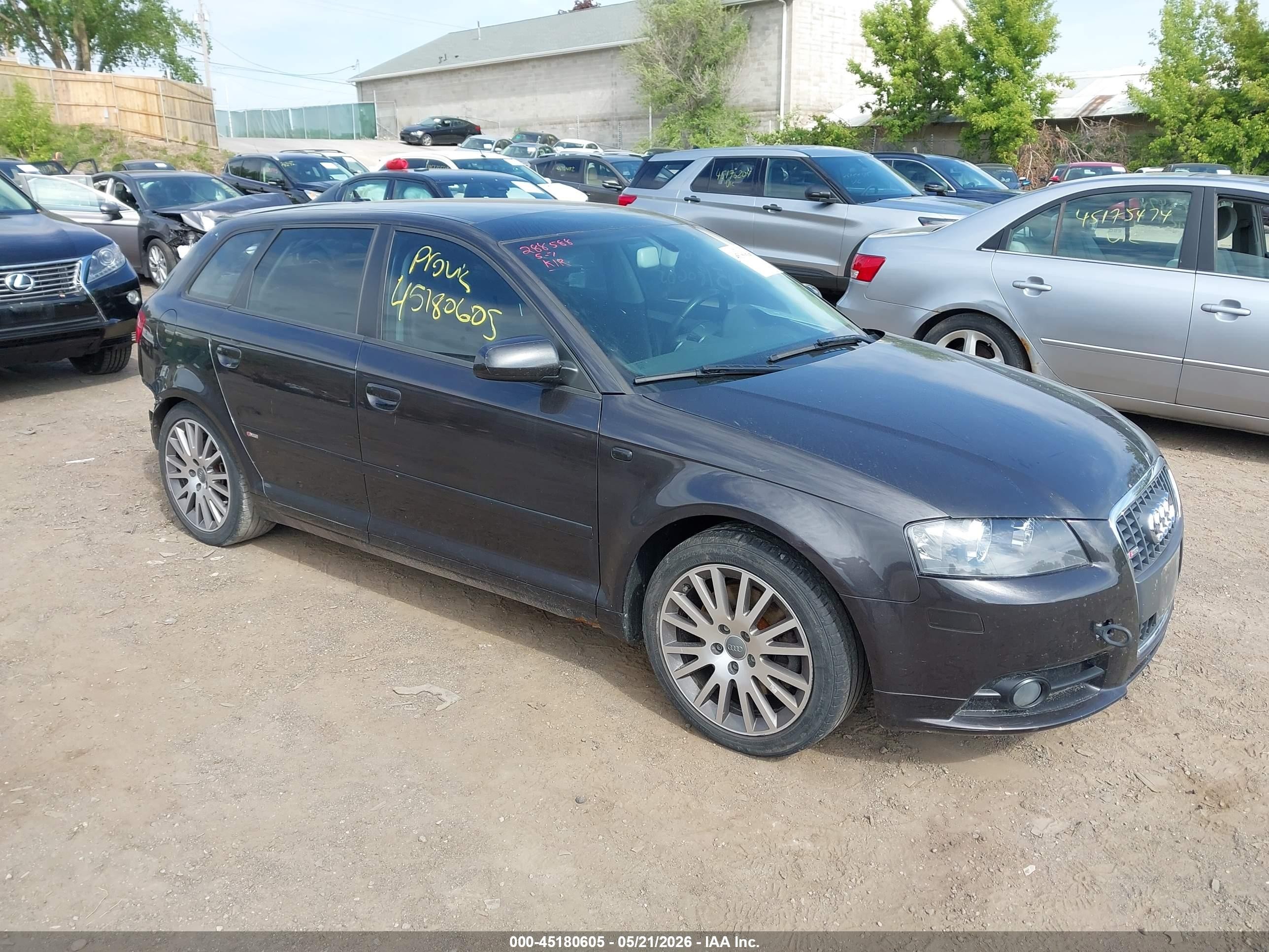2007 Audi A3 2.0t Black vin: WAUHF98PX7A214731