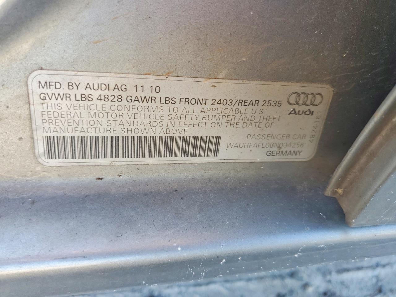 2011 Audi A4 Premium Plus Gray vin: WAUHFAFL0BN034256