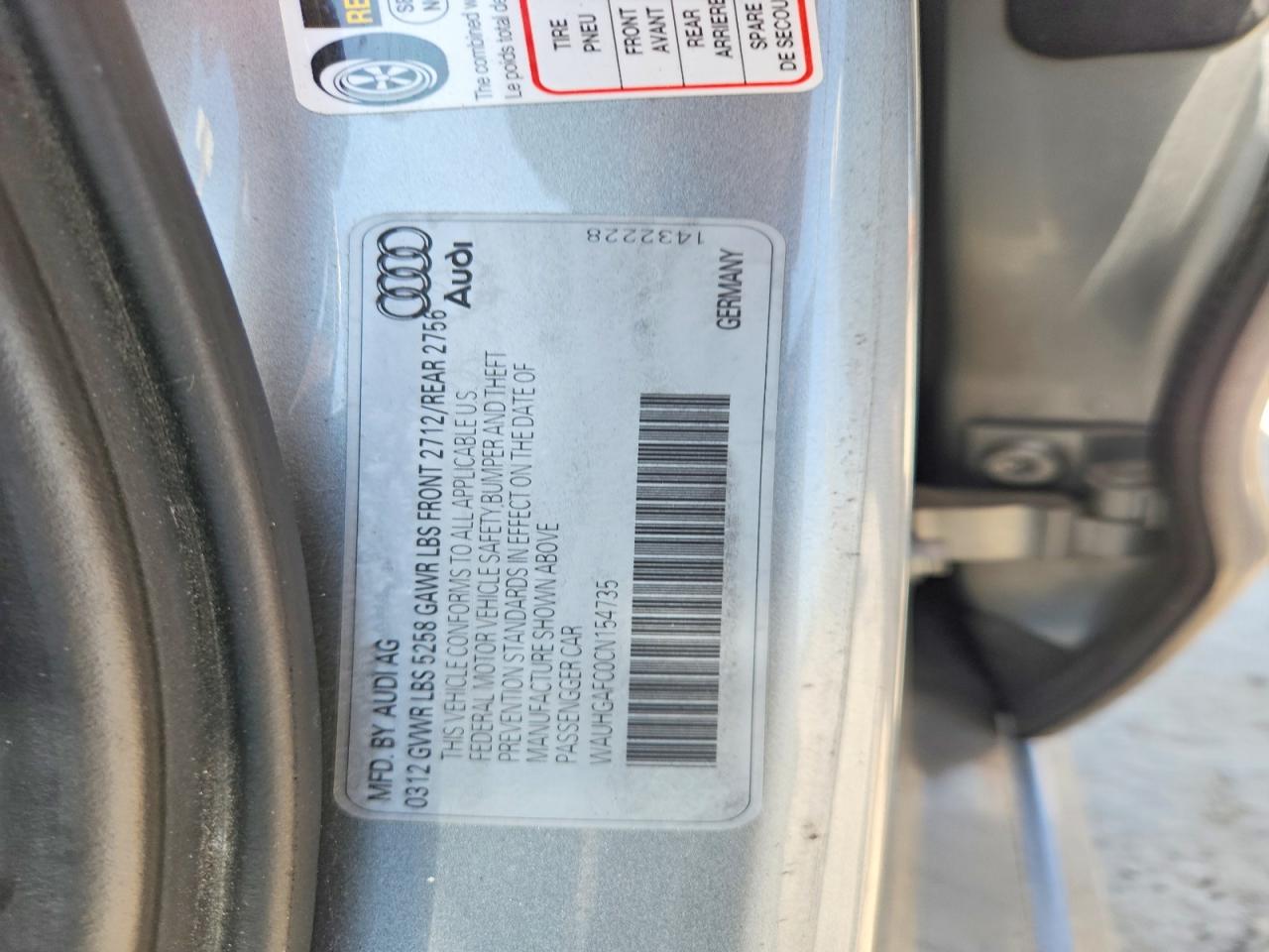 2012 Audi A6 Prestige Silver vin: WAUHGAFC0CN154735