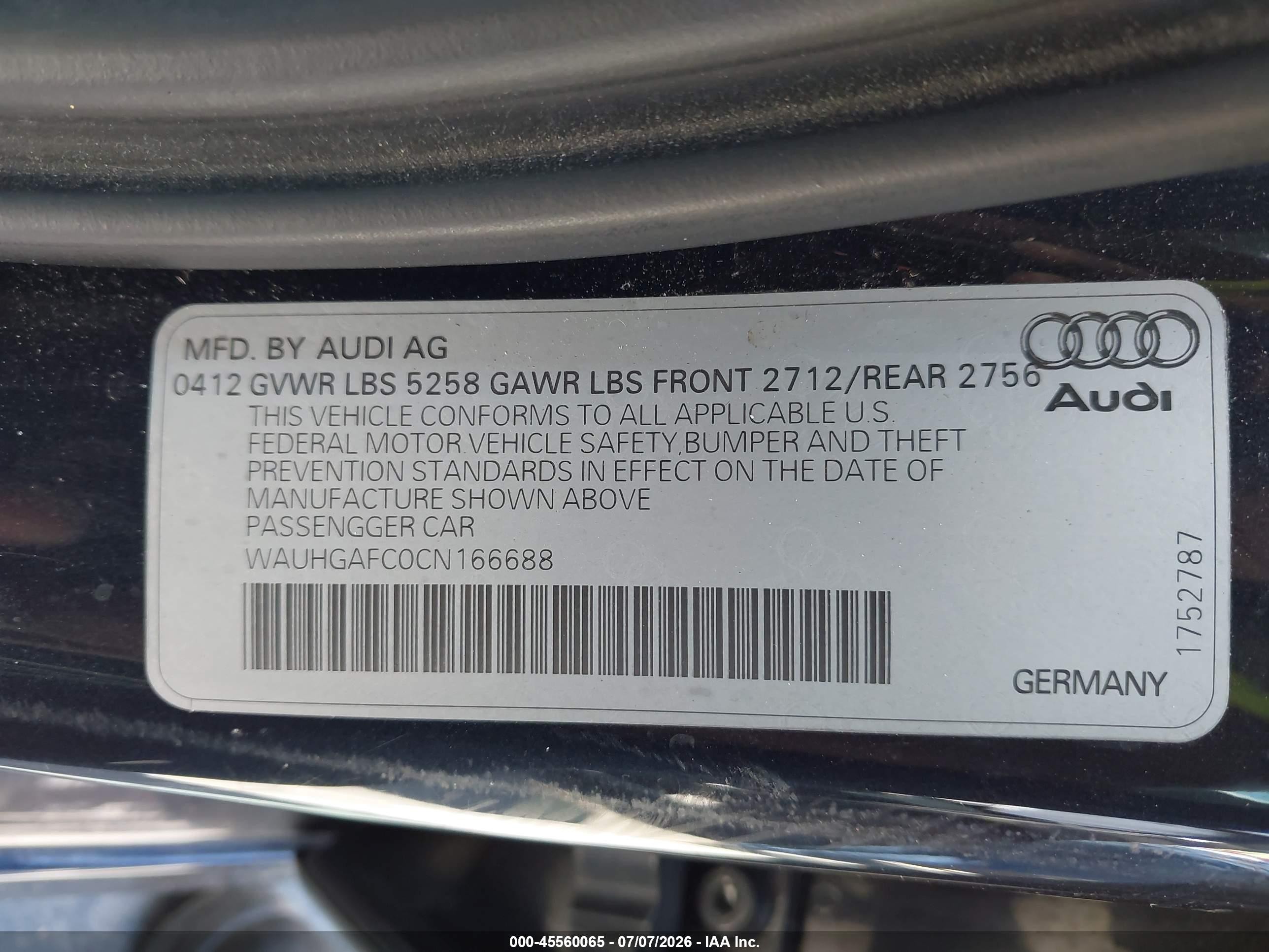 2012 Audi A6 3.0t Prestige Blue vin: WAUHGAFC0CN166688