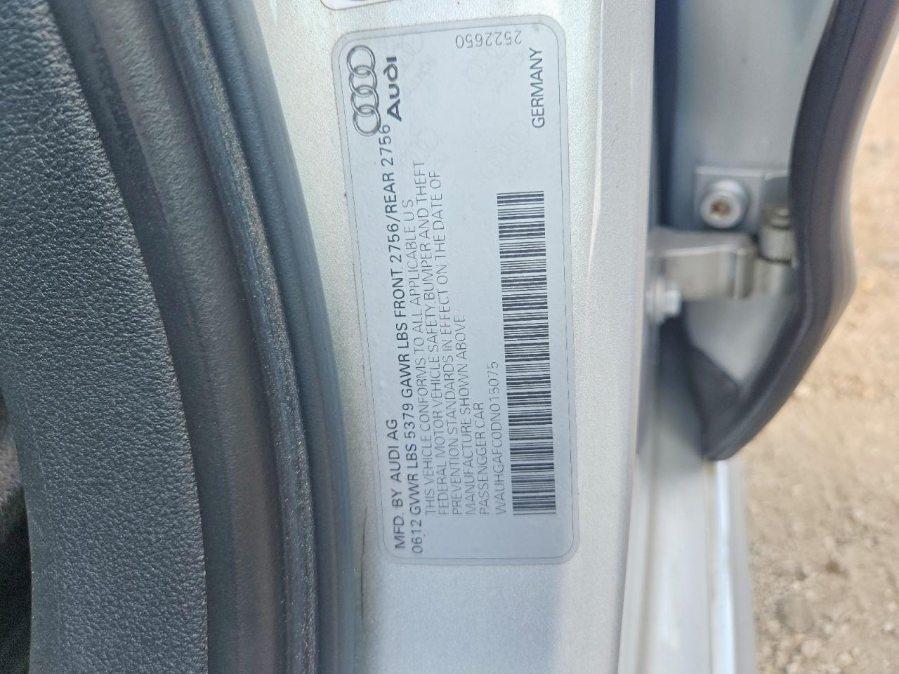 2013 Audi A6 Prestige Silver vin: WAUHGAFC0DN015075