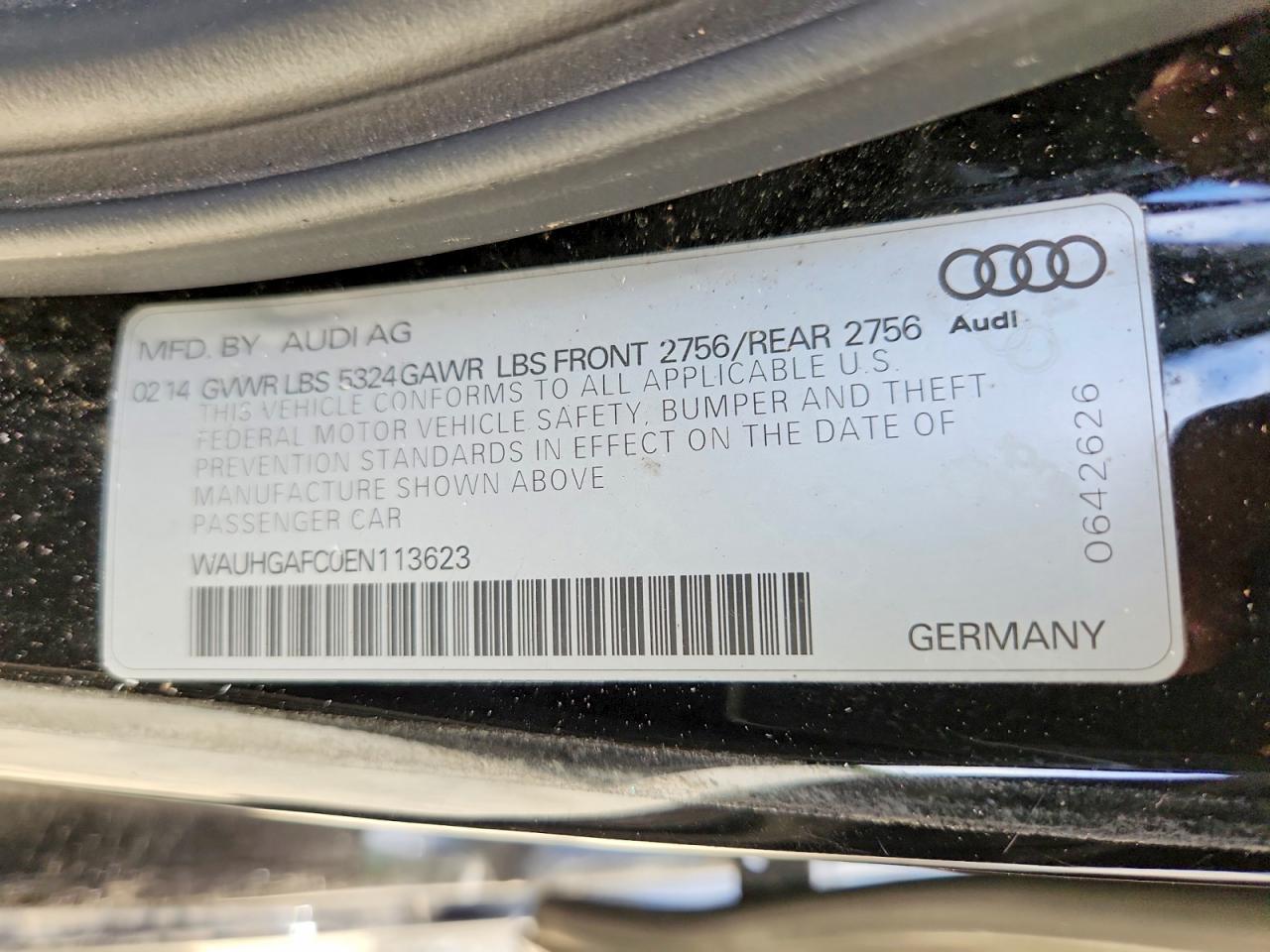 2014 Audi A6 Prestige Black vin: WAUHGAFC0EN113623