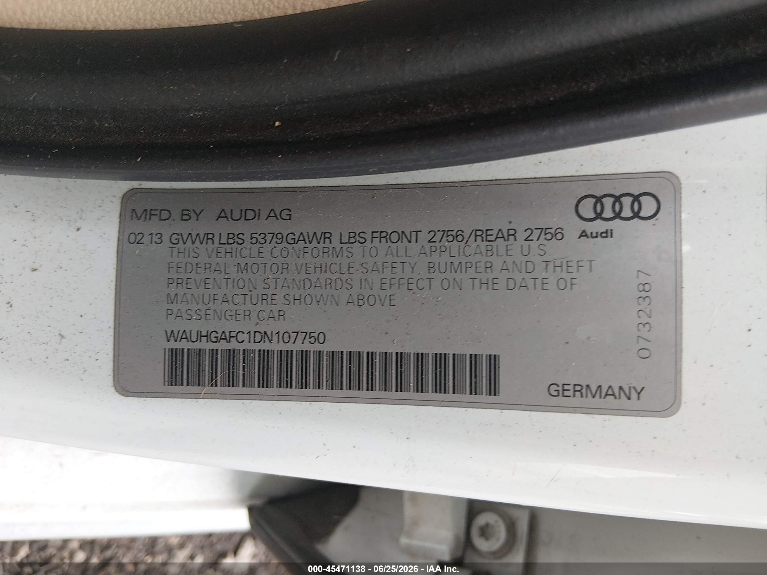 2013 Audi A6 3.0t Premium White vin: WAUHGAFC1DN107750