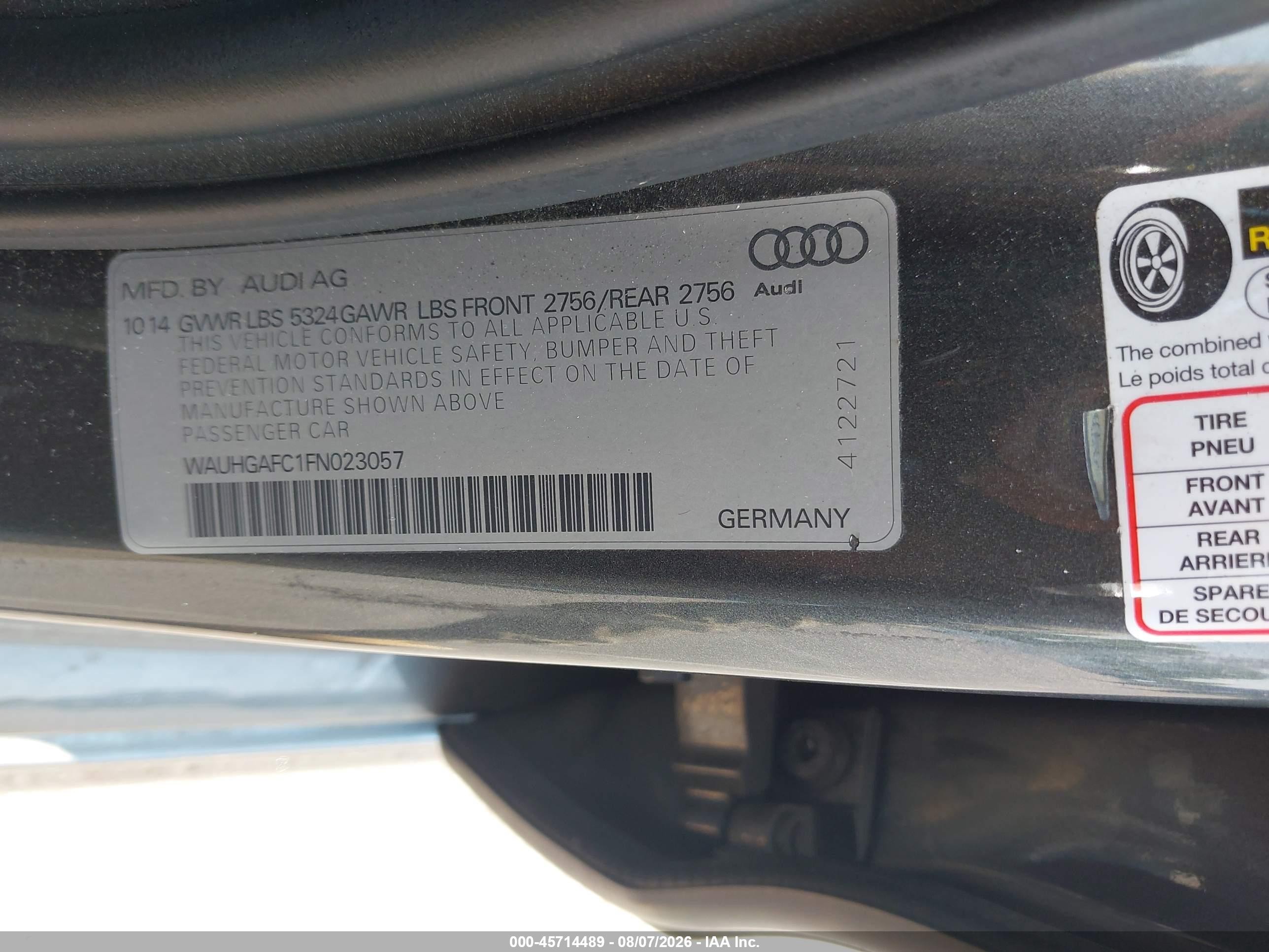2015 Audi A6 3.0t Premium Plus Gray vin: WAUHGAFC1FN023057