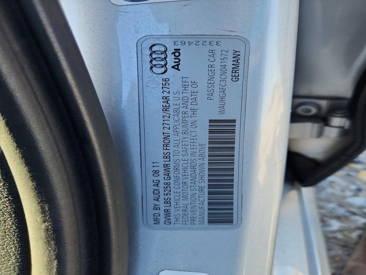 2012 Audi A6 Prestige Silver vin: WAUHGAFC3CN041572