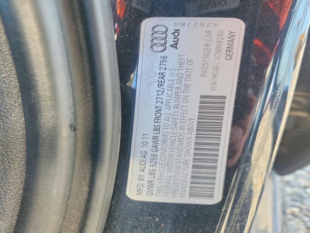 2012 Audi A6 Prestige Blue vin: WAUHGAFC3CN068240