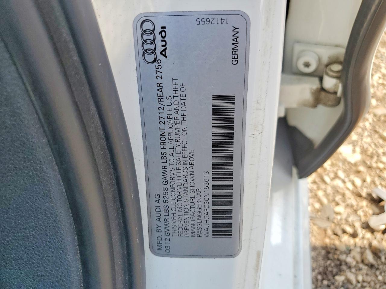 2012 Audi A6 Prestige White vin: WAUHGAFC3CN153613