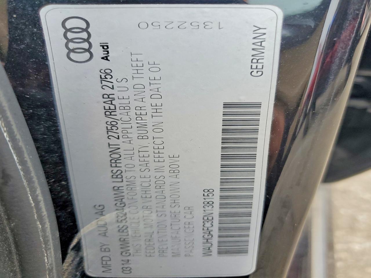 2014 Audi A6 Prestige Black vin: WAUHGAFC3EN138158