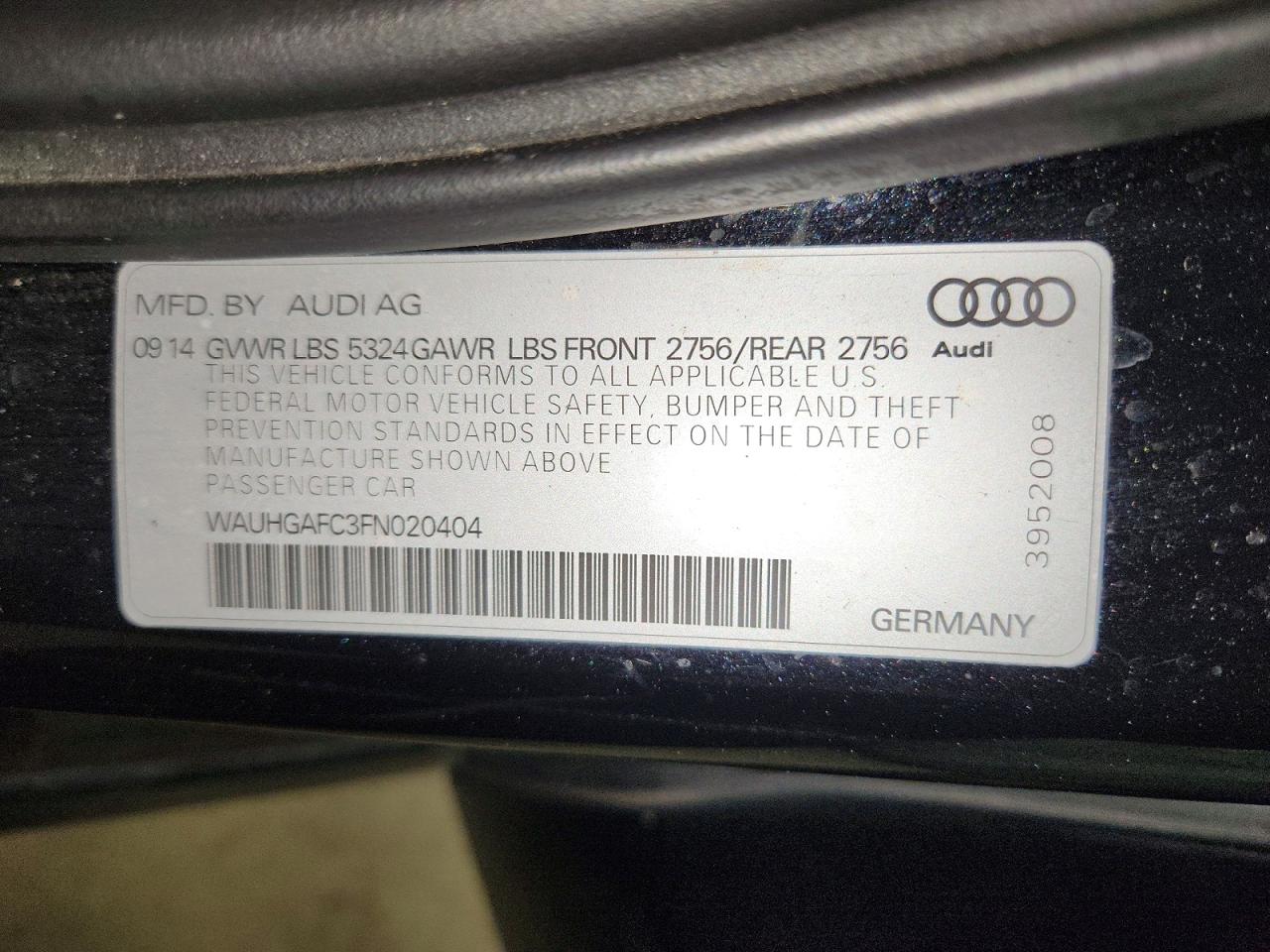 2015 Audi A6 Prestige Black vin: WAUHGAFC3FN020404