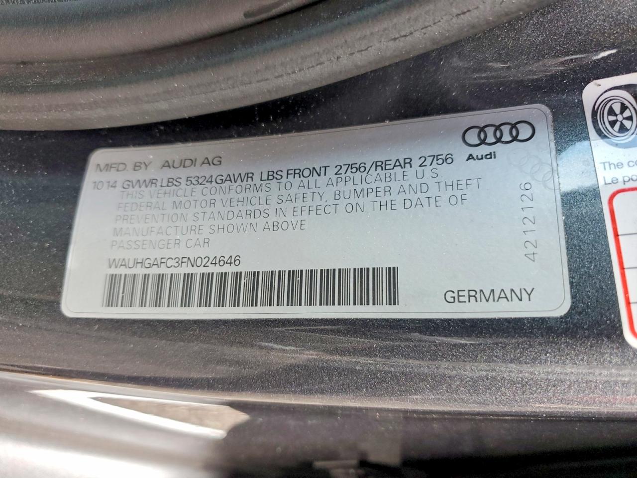 2015 Audi A6 Prestige Gray vin: WAUHGAFC3FN024646