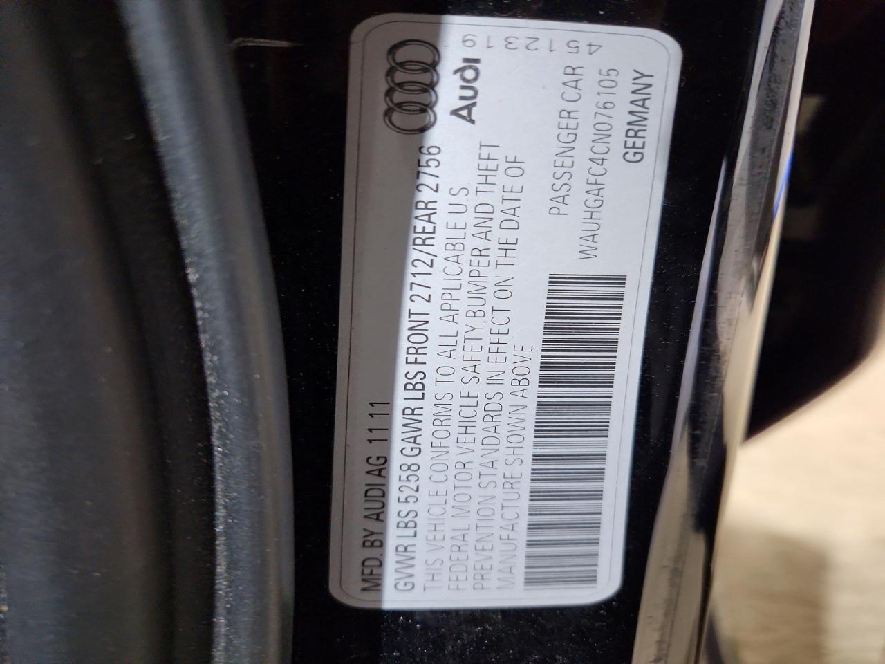 2012 Audi A6 Prestige Черный vin: WAUHGAFC4CN076105