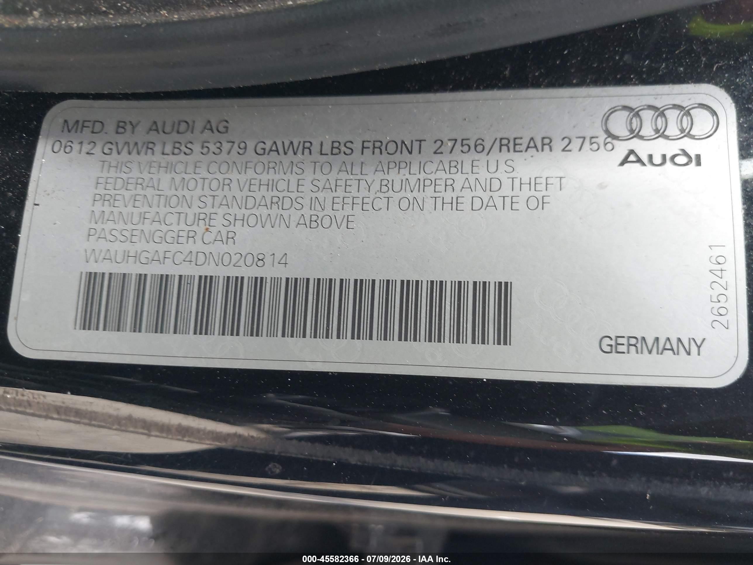 2013 Audi A6 3.0t Premium Черный vin: WAUHGAFC4DN020814