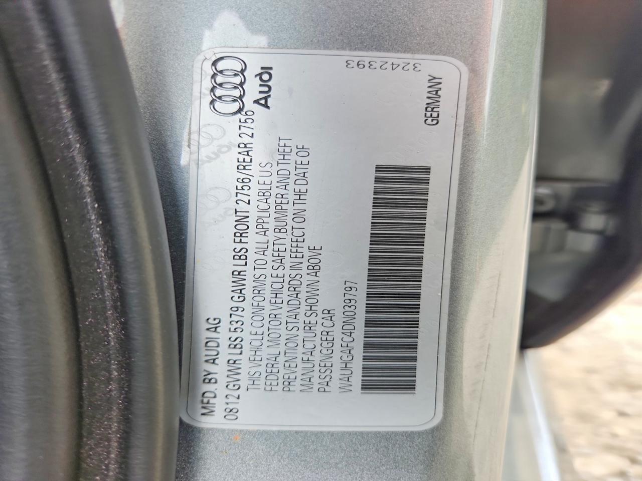 2013 Audi A6 Prestige Серый vin: WAUHGAFC4DN039797
