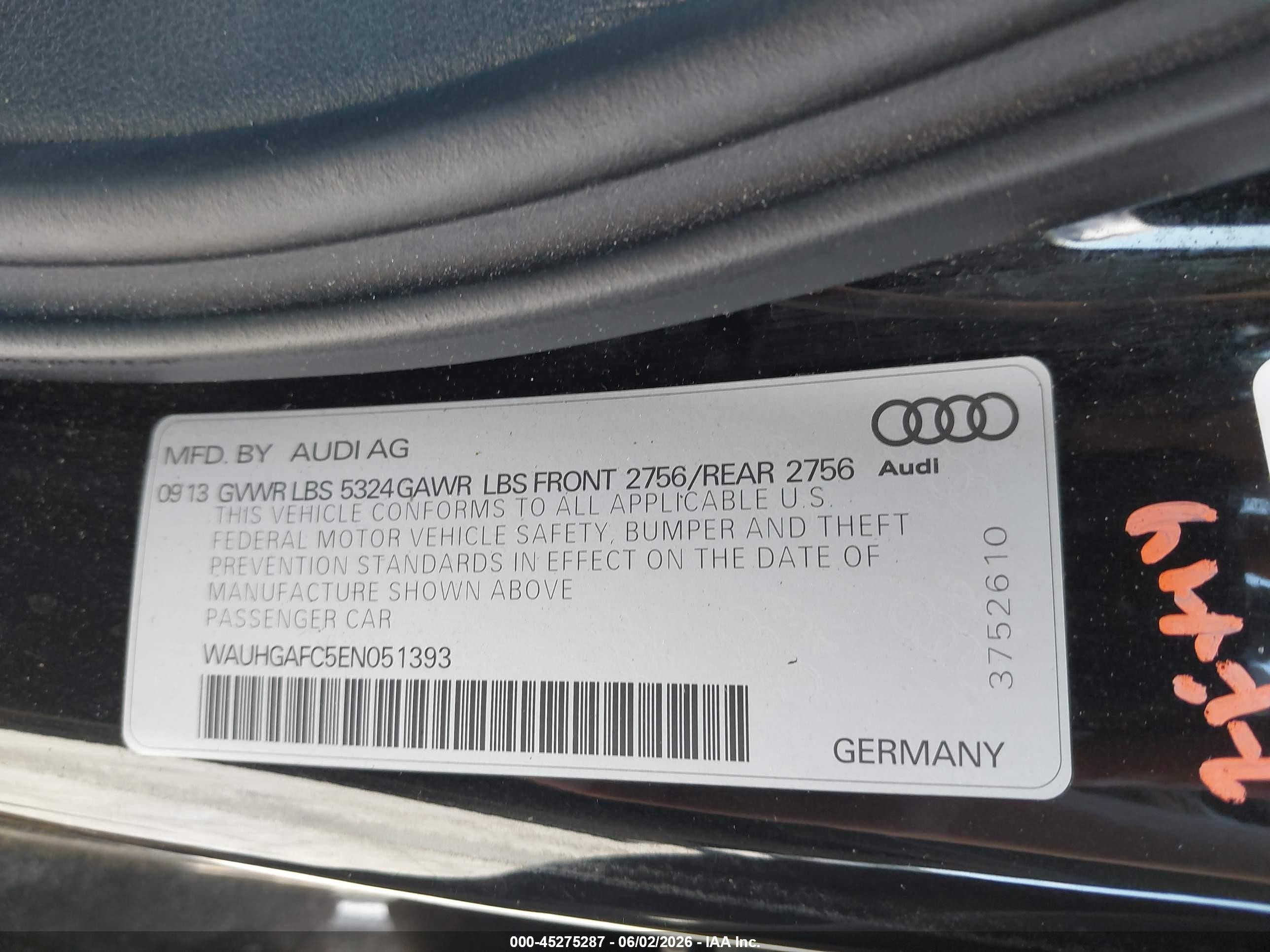 2014 Audi A6 3.0t Premium Plus Black vin: WAUHGAFC5EN051393