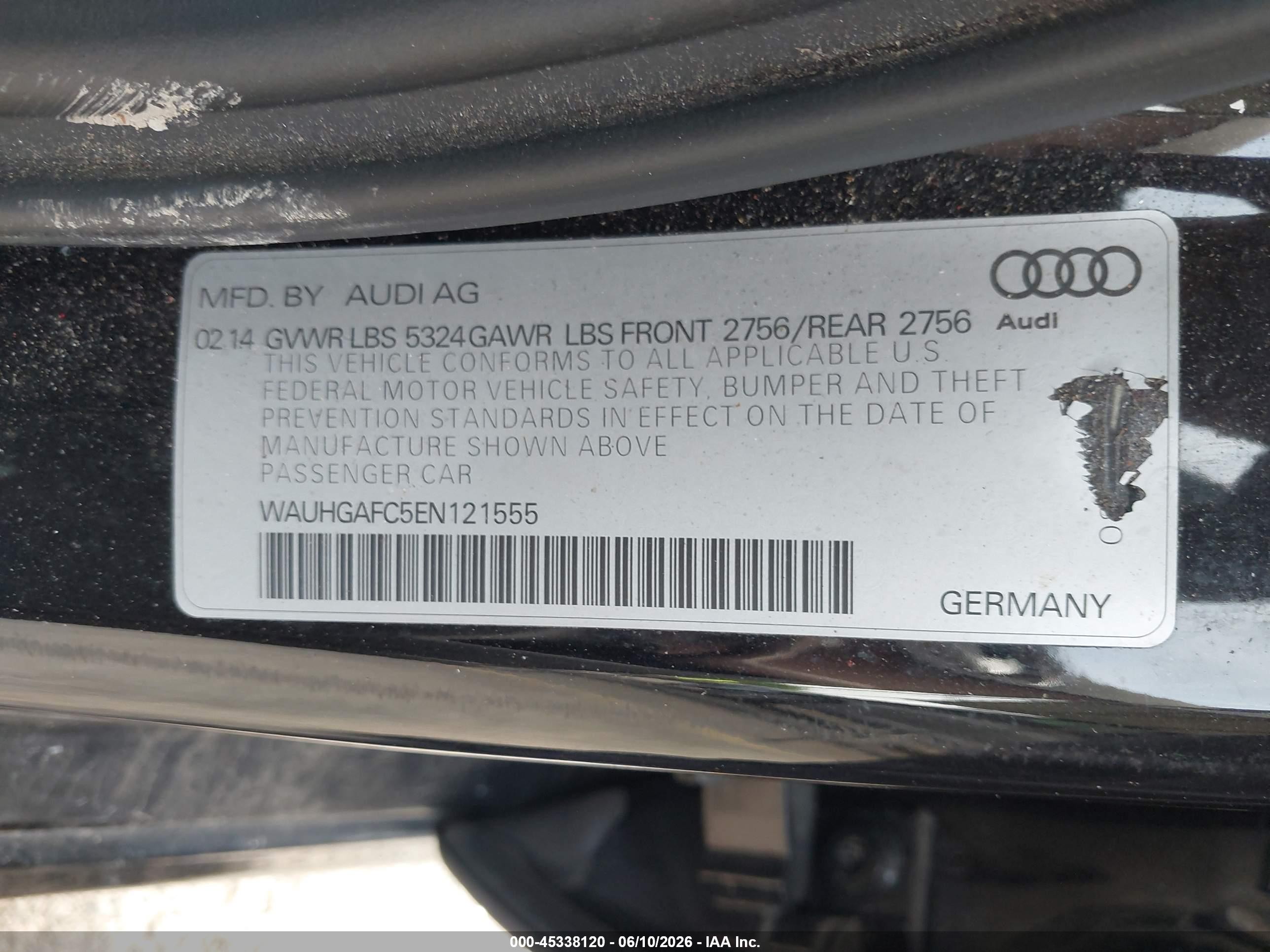 2014 Audi A6 3.0t Premium Plus Черный vin: WAUHGAFC5EN121555