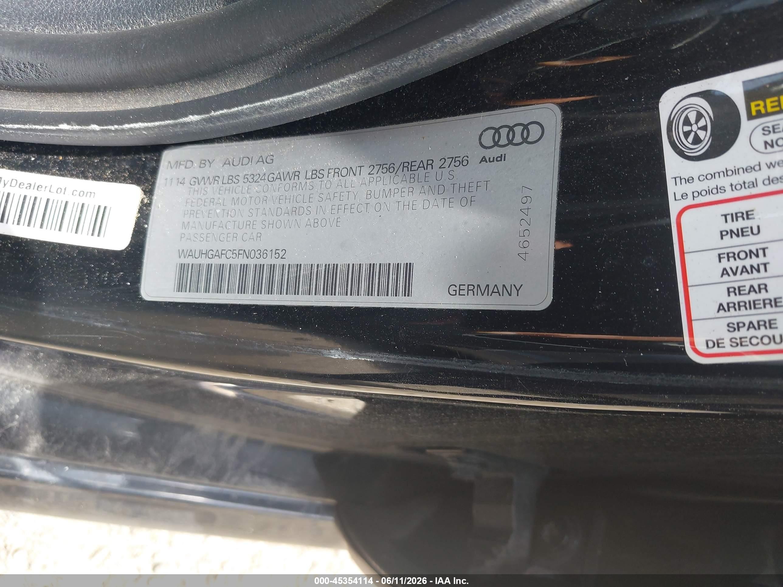 2015 Audi A6 3.0t Premium Plus Black vin: WAUHGAFC5FN036152