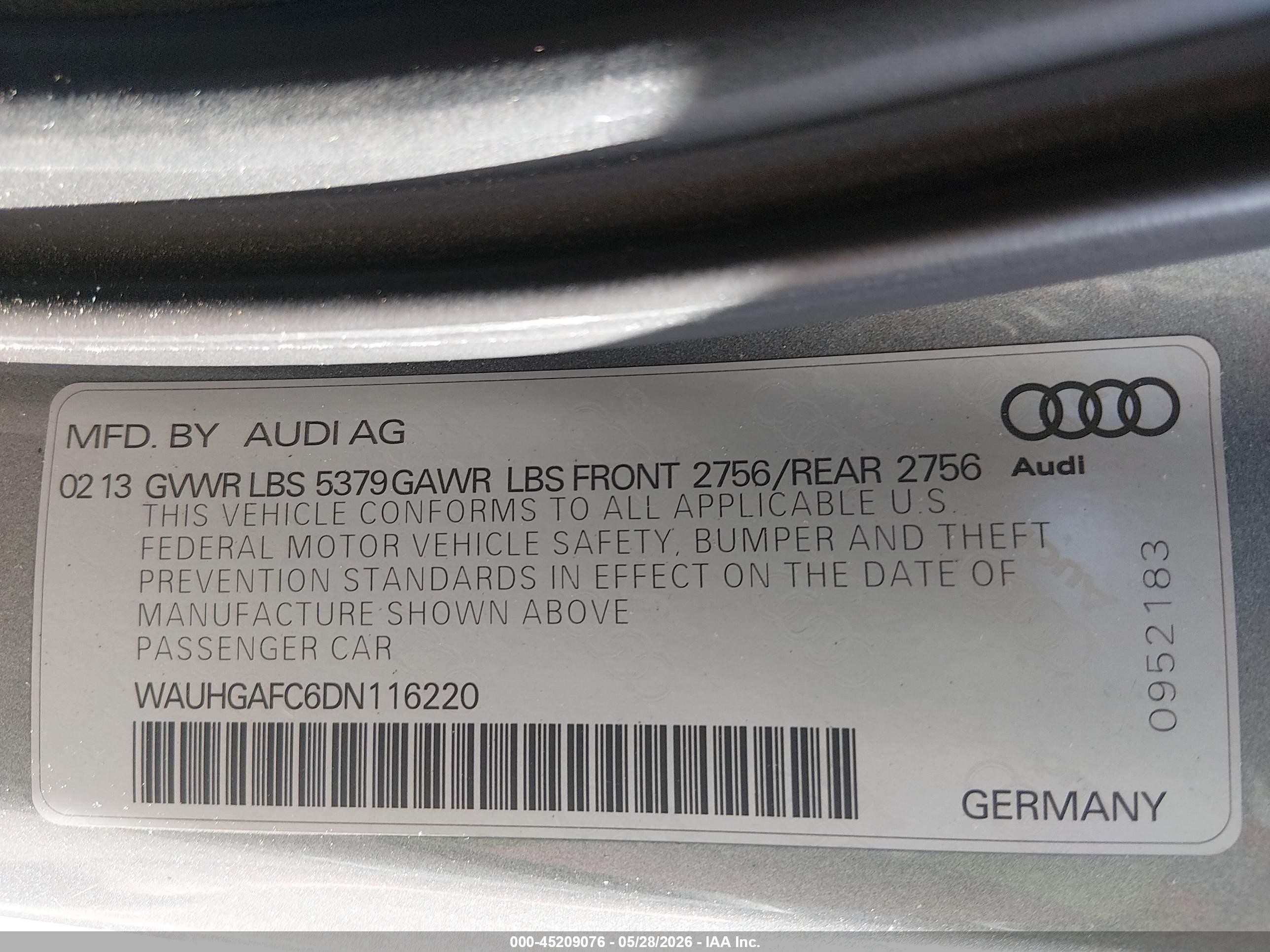 2013 Audi A6 3.0t Premium Silver vin: WAUHGAFC6DN116220