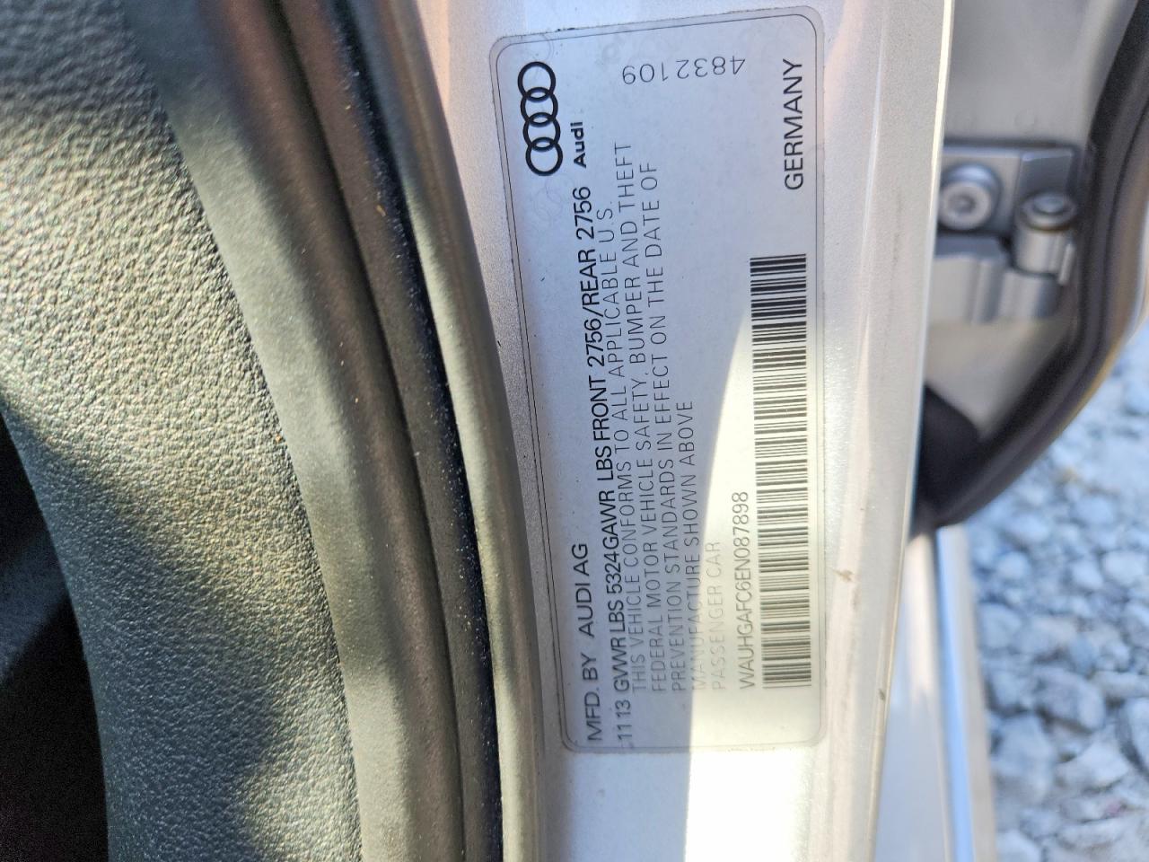 2014 Audi A6 Prestige Silver vin: WAUHGAFC6EN087898