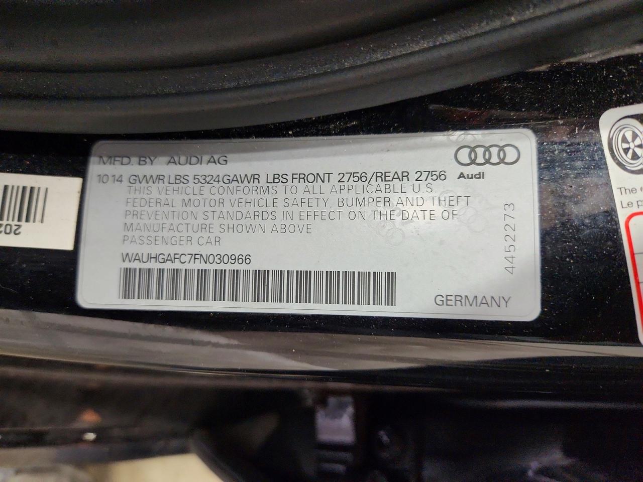 2015 Audi A6 Prestige Black vin: WAUHGAFC7FN030966