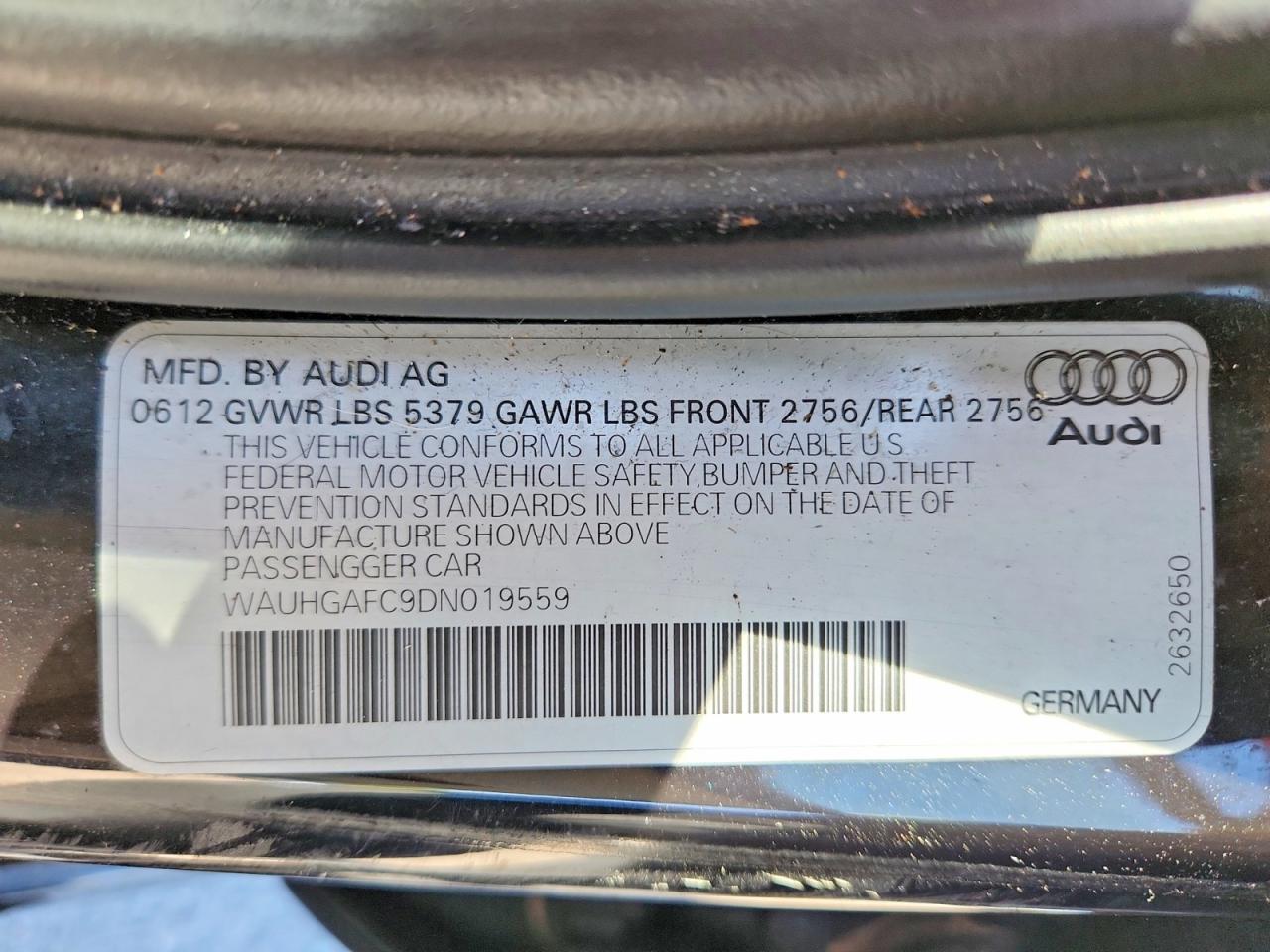 2013 Audi A6 Prestige Black vin: WAUHGAFC9DN019559